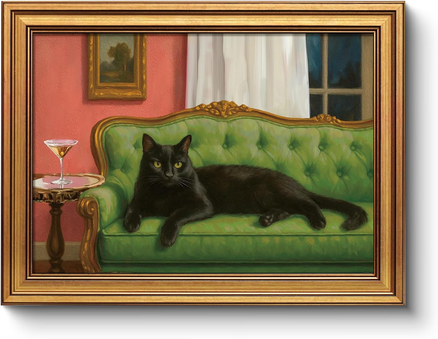 Vintage Farmhouse Blue Framed Wall Art — 16" — Sofa cat