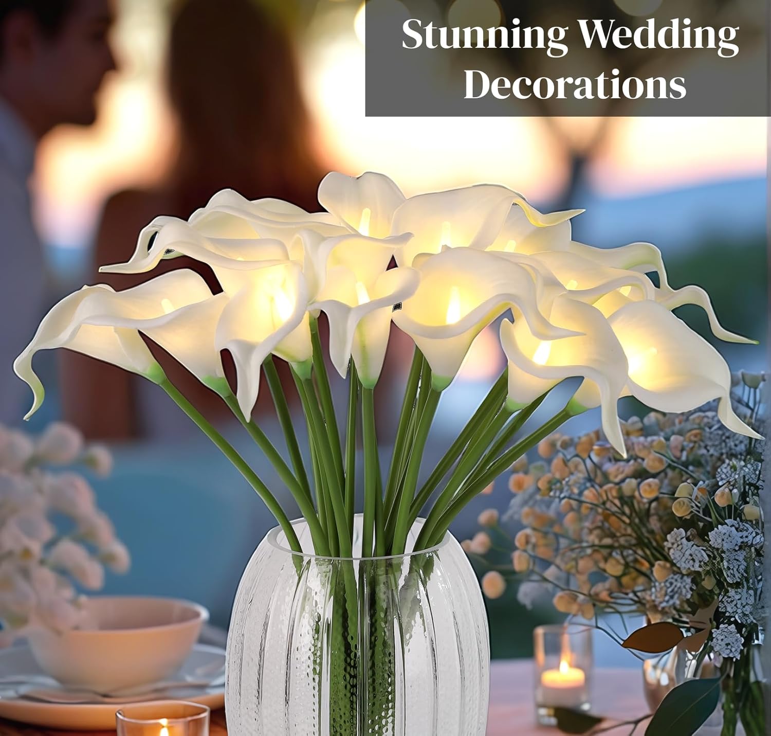 Lighted Blue Artificial Flowers - View 3