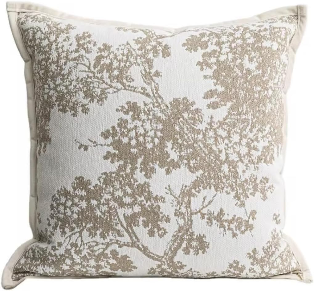 Embroidered Boho Beige Throw Pillow Cover — 18" — Cream Beige