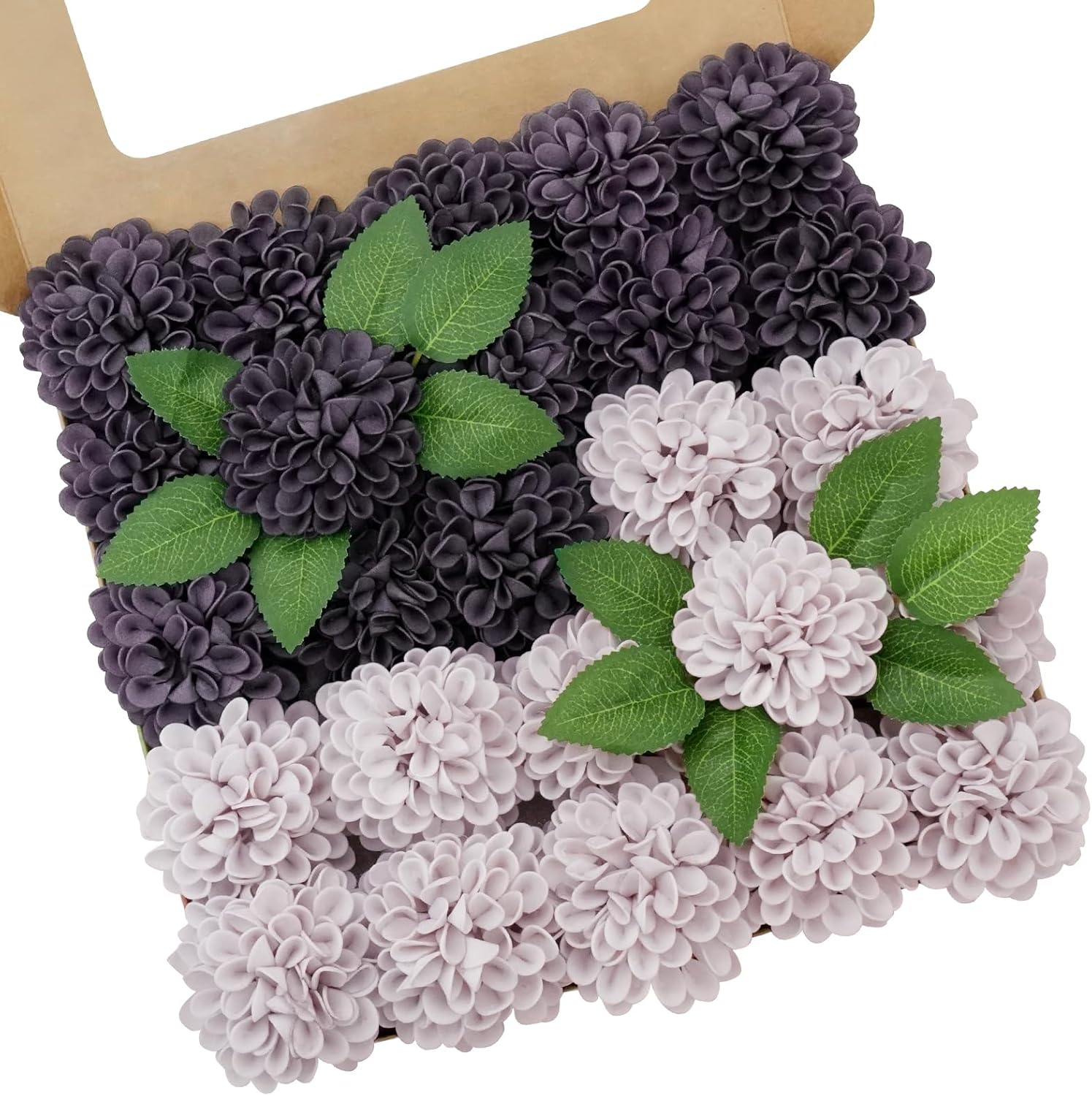 Beige Artificial Flowers — Dark Purple and Light Purple Dahlia