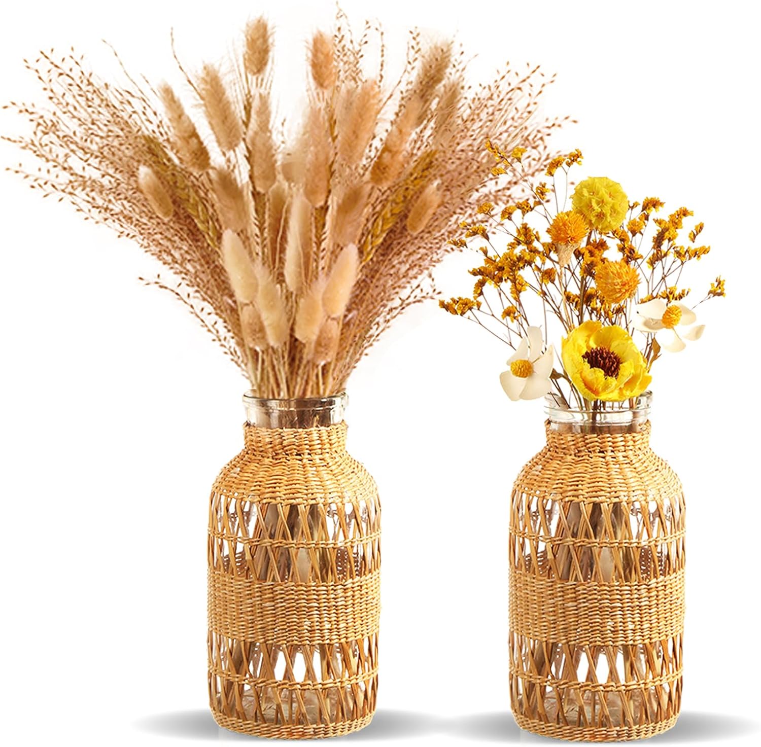 Boho Glass Flower Vase — Cross Pattern