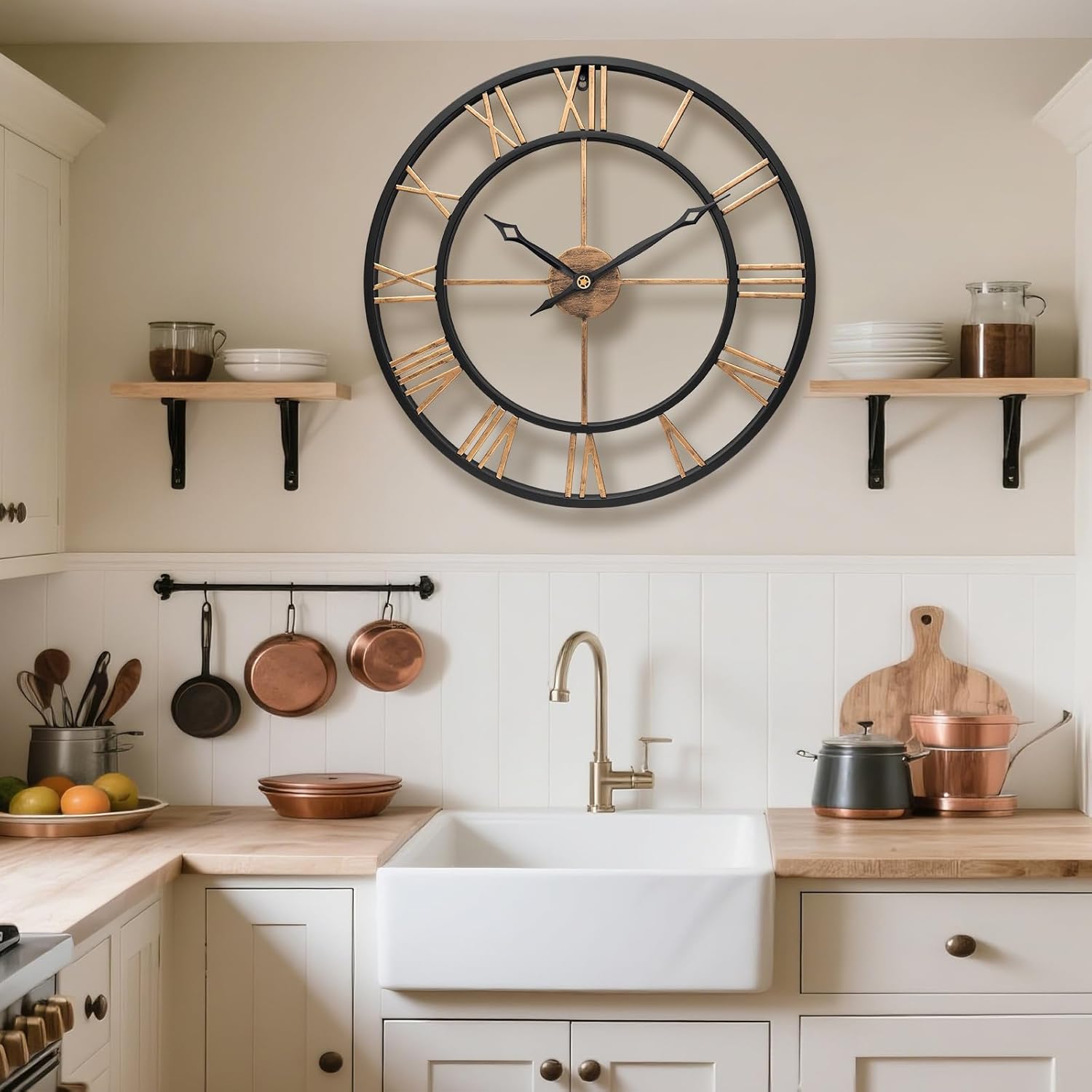 Oversized Luxe Black Wall Clock — 24" - View 5