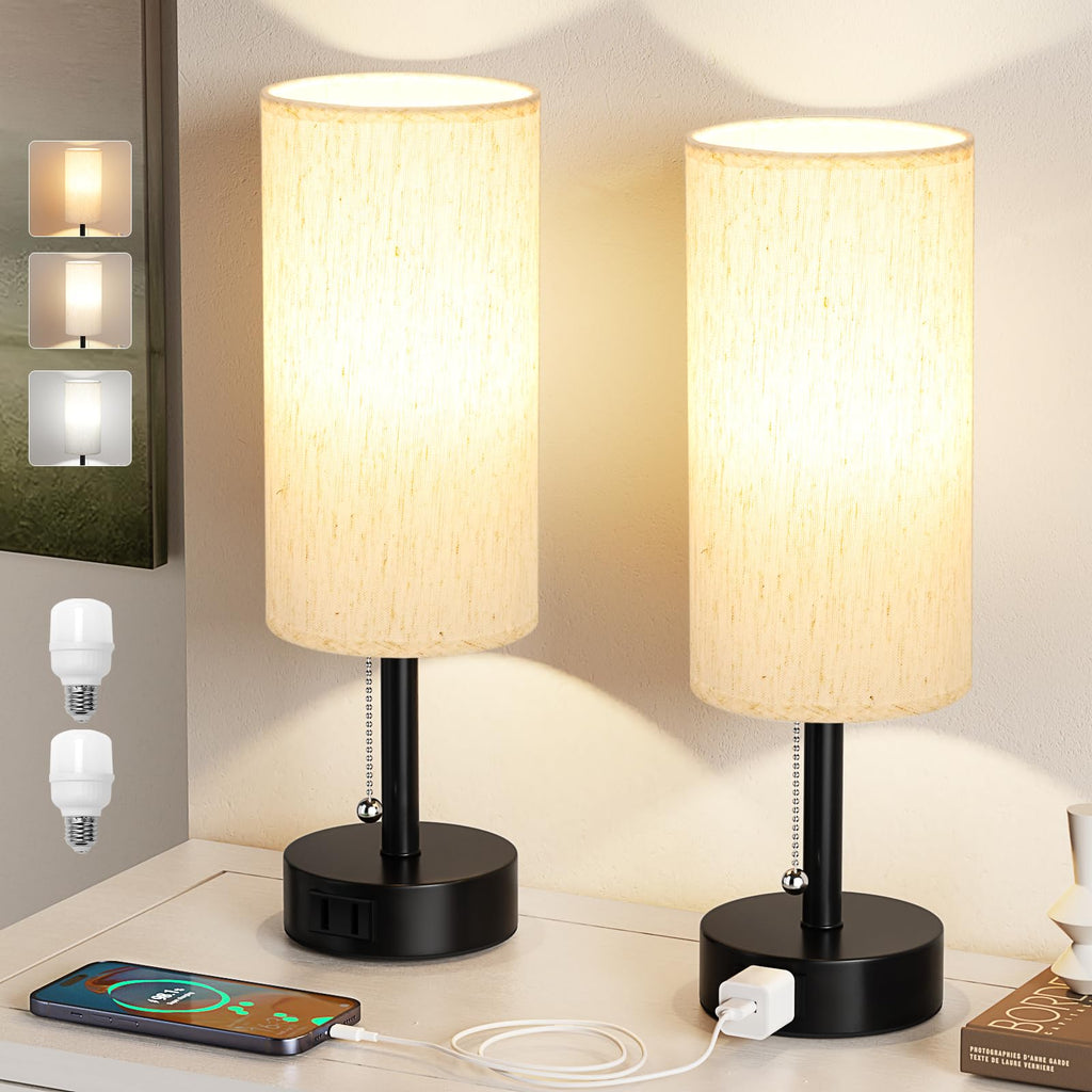 Round Beige LED Bulb — Set of 2