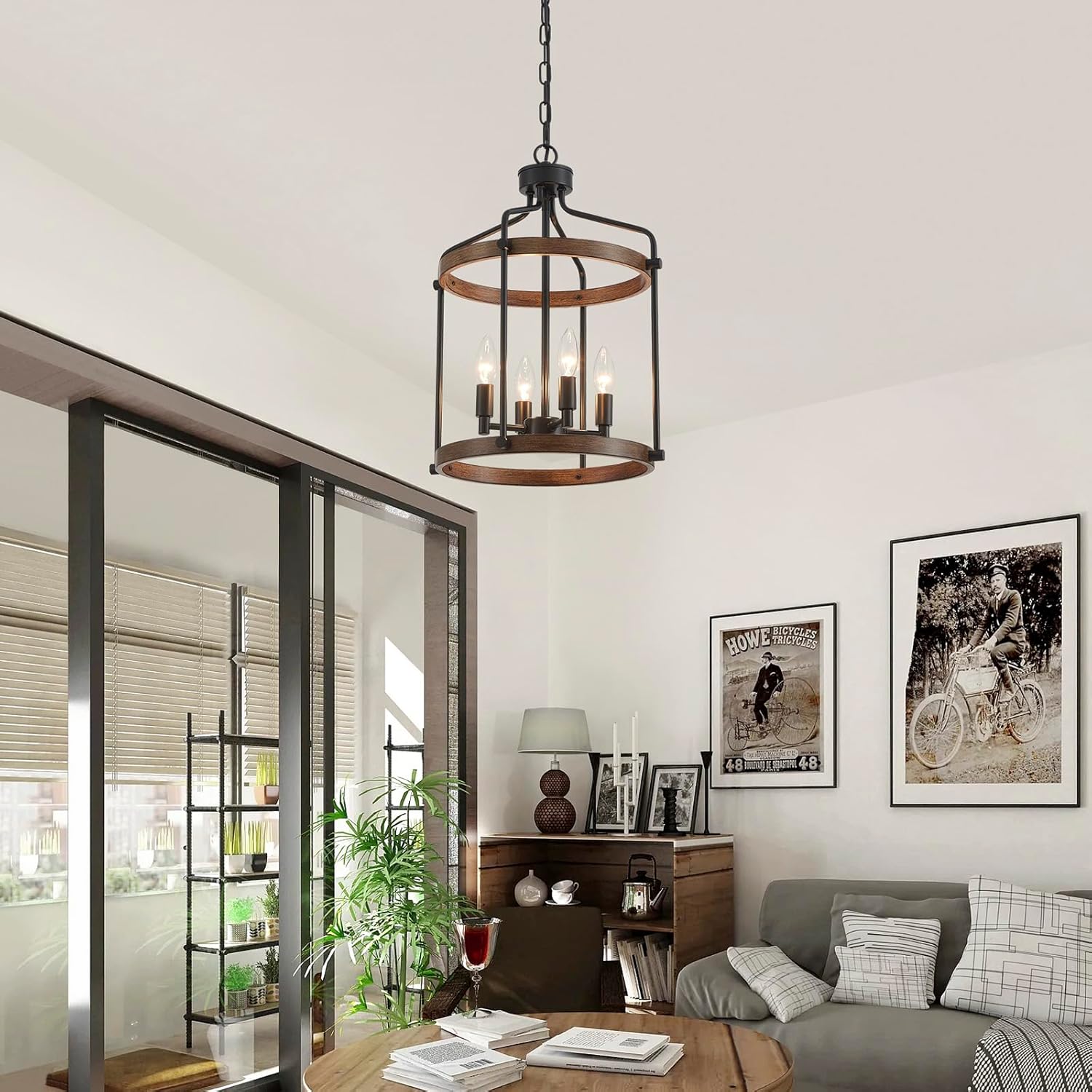Farmhouse Black Chandelier — 4-Light - View 8