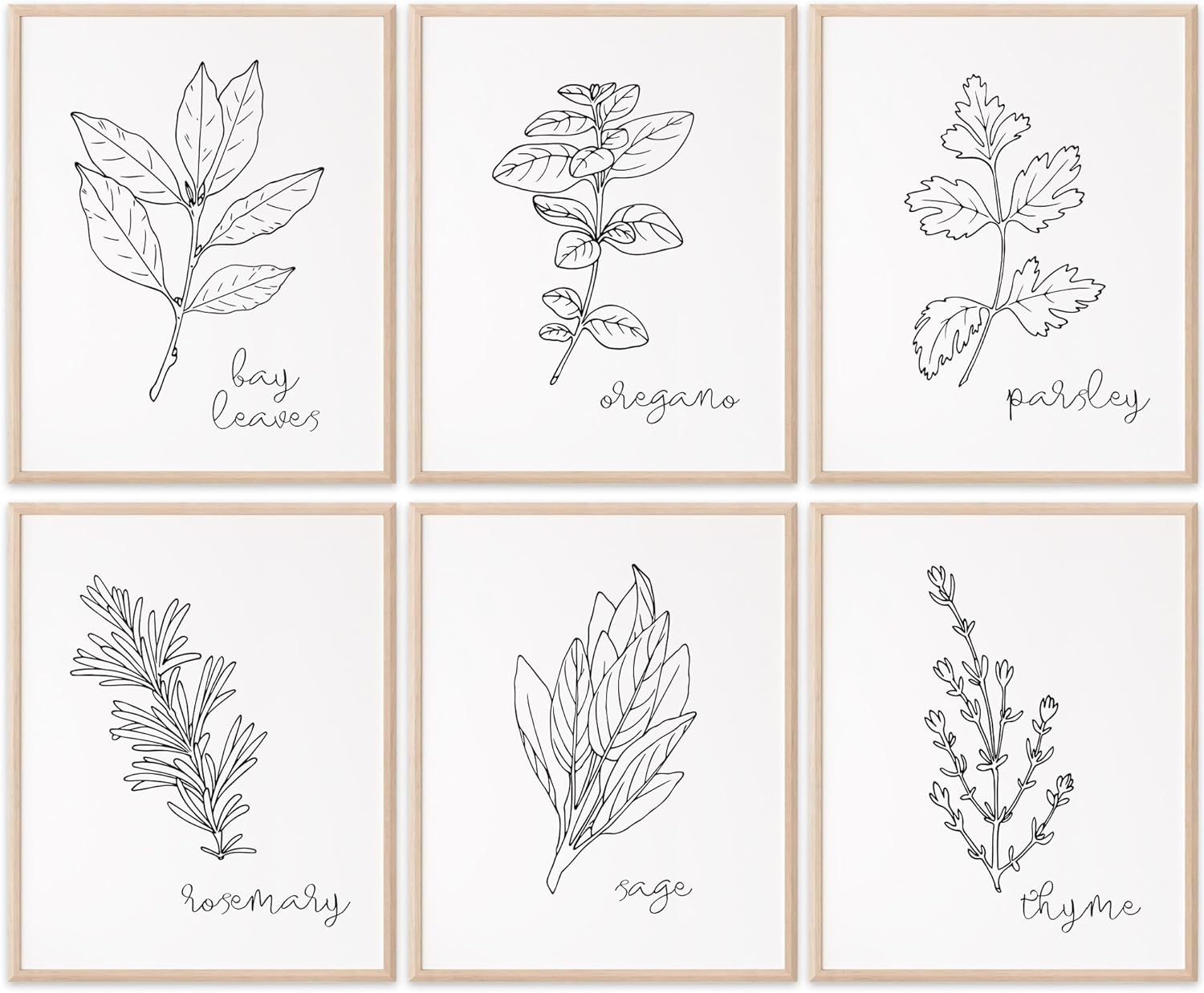 Unframed Wall Art — 11x14 — Kitchen Herbs (B&W)