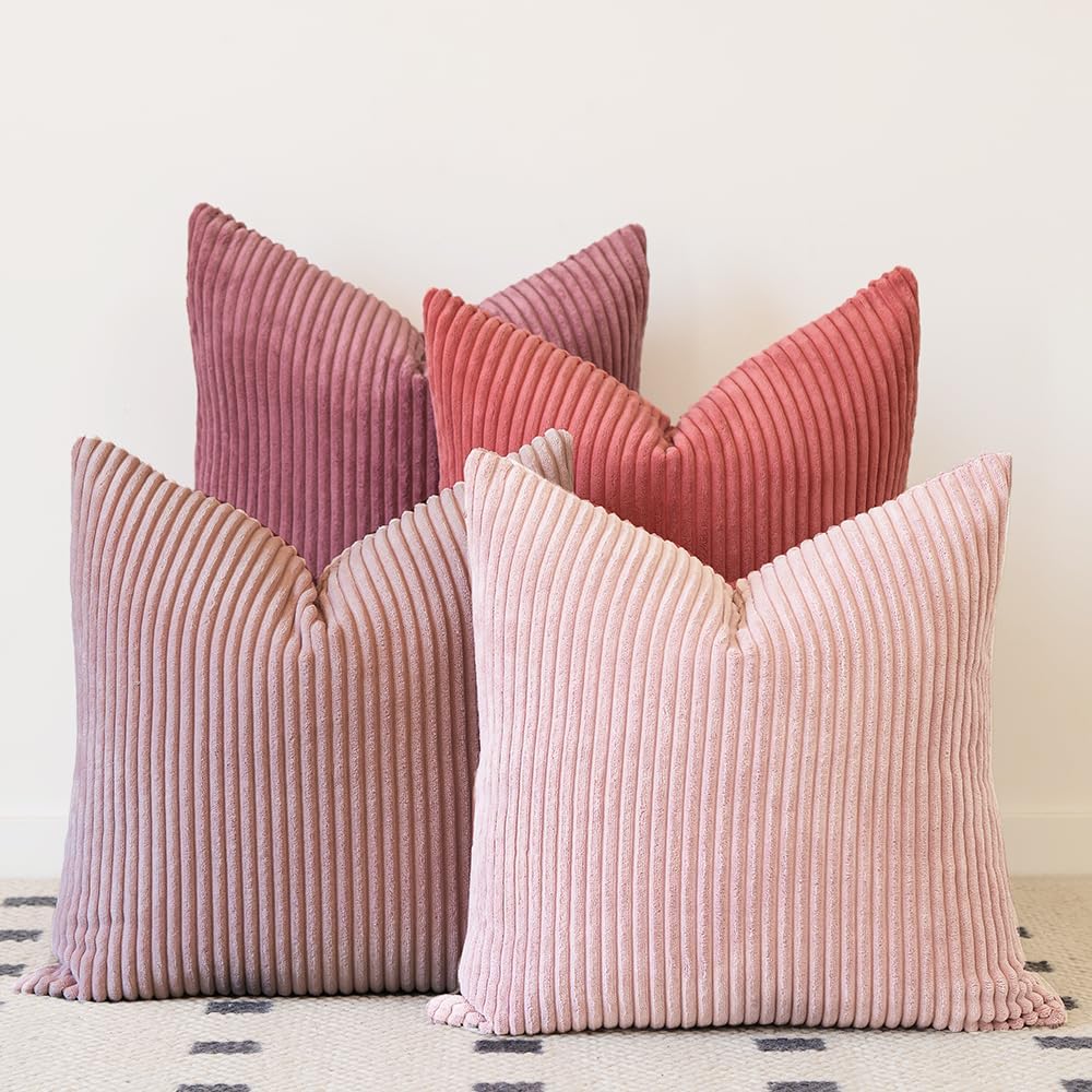 Boho Beige Throw Pillow Cover — 18" — 18" x 18" (Pack of 4)
