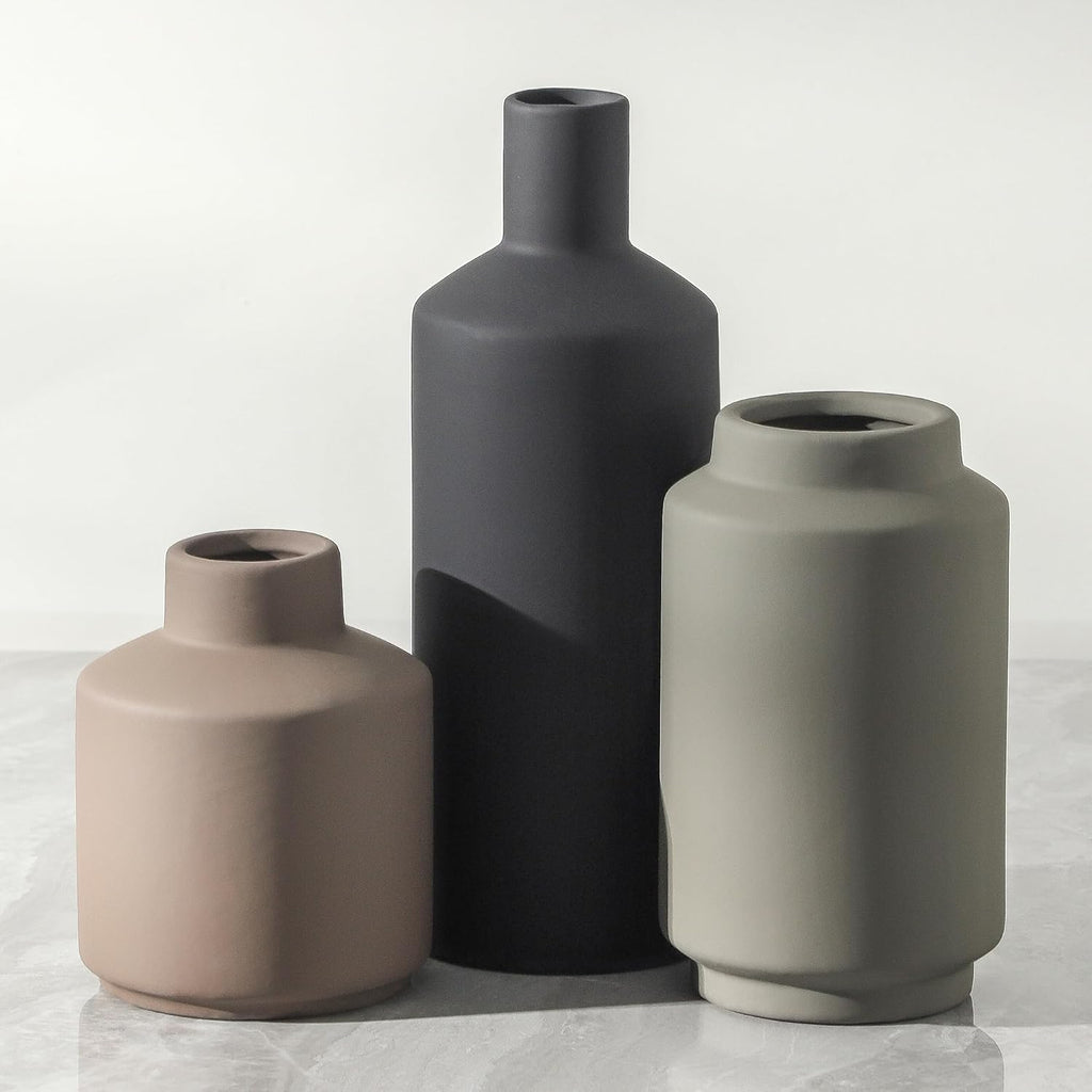 Boho Grey Decorative Vase — Set of 3 — Multi 3x