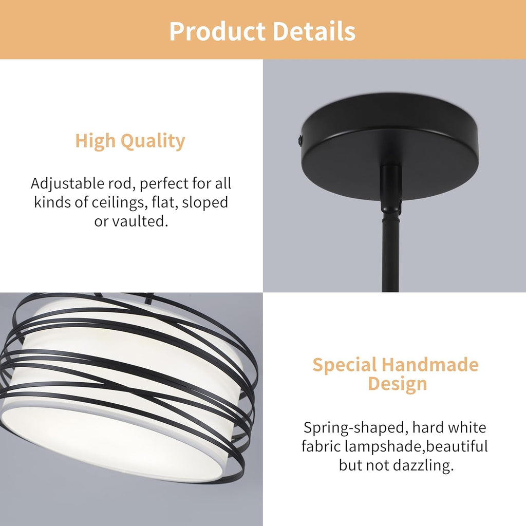 Farmhouse Black Chandelier — 3-Light - View 6