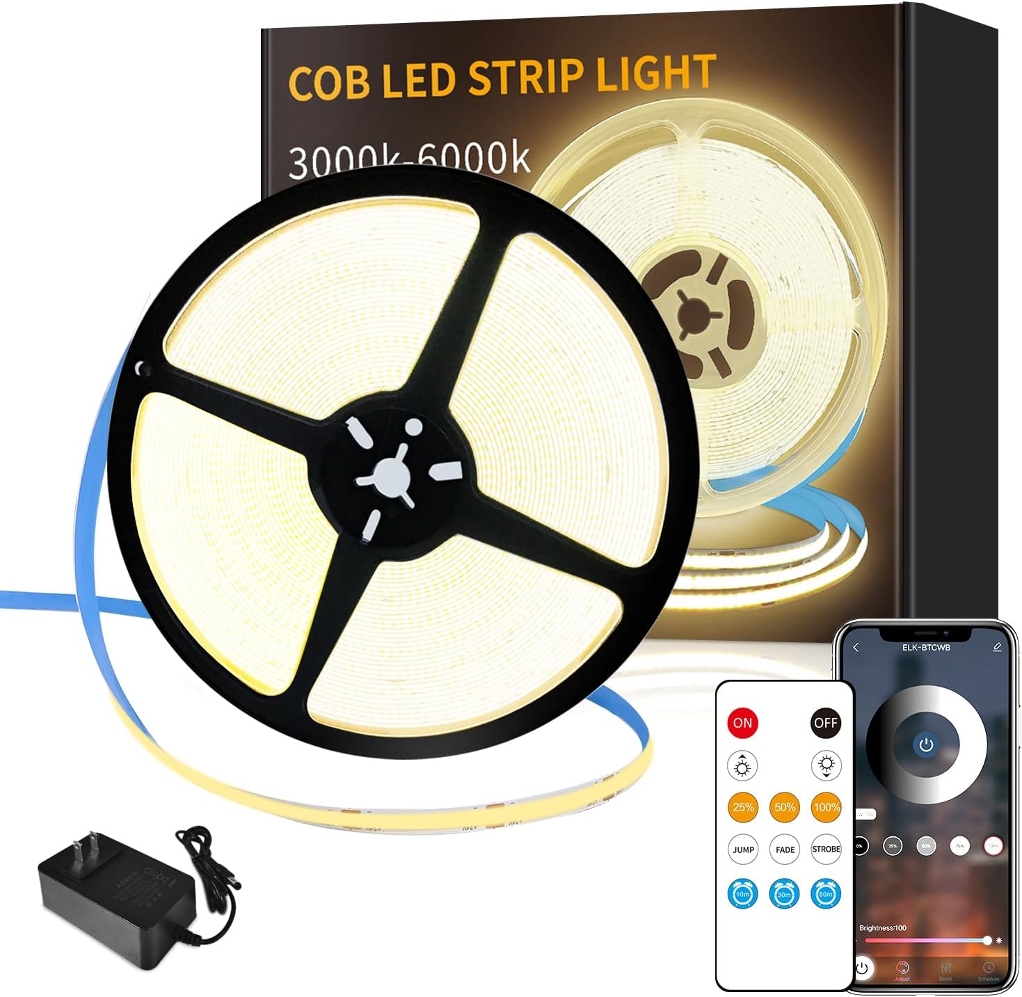 Dimmable White LED Strip Lights — Warm White