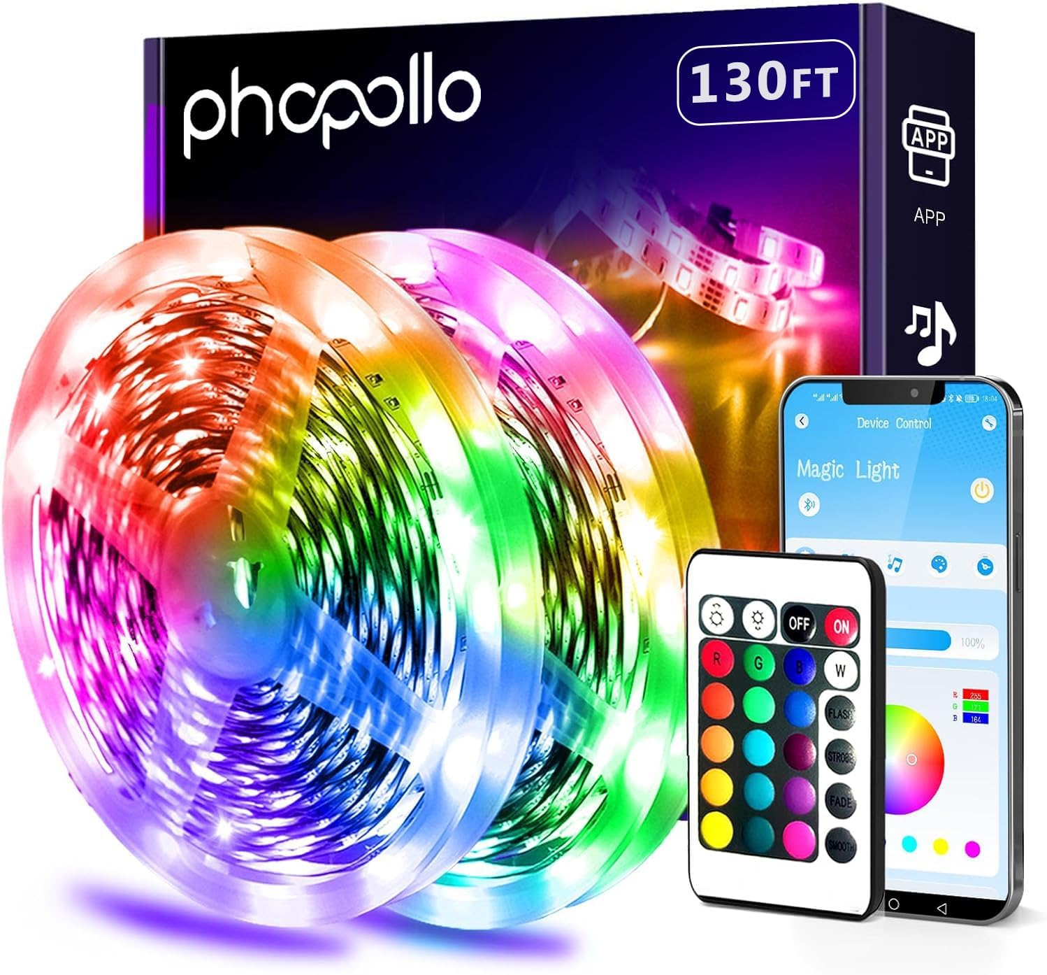 Color Changing Metal LED Strip Lights — BLUETOOTH 130FT