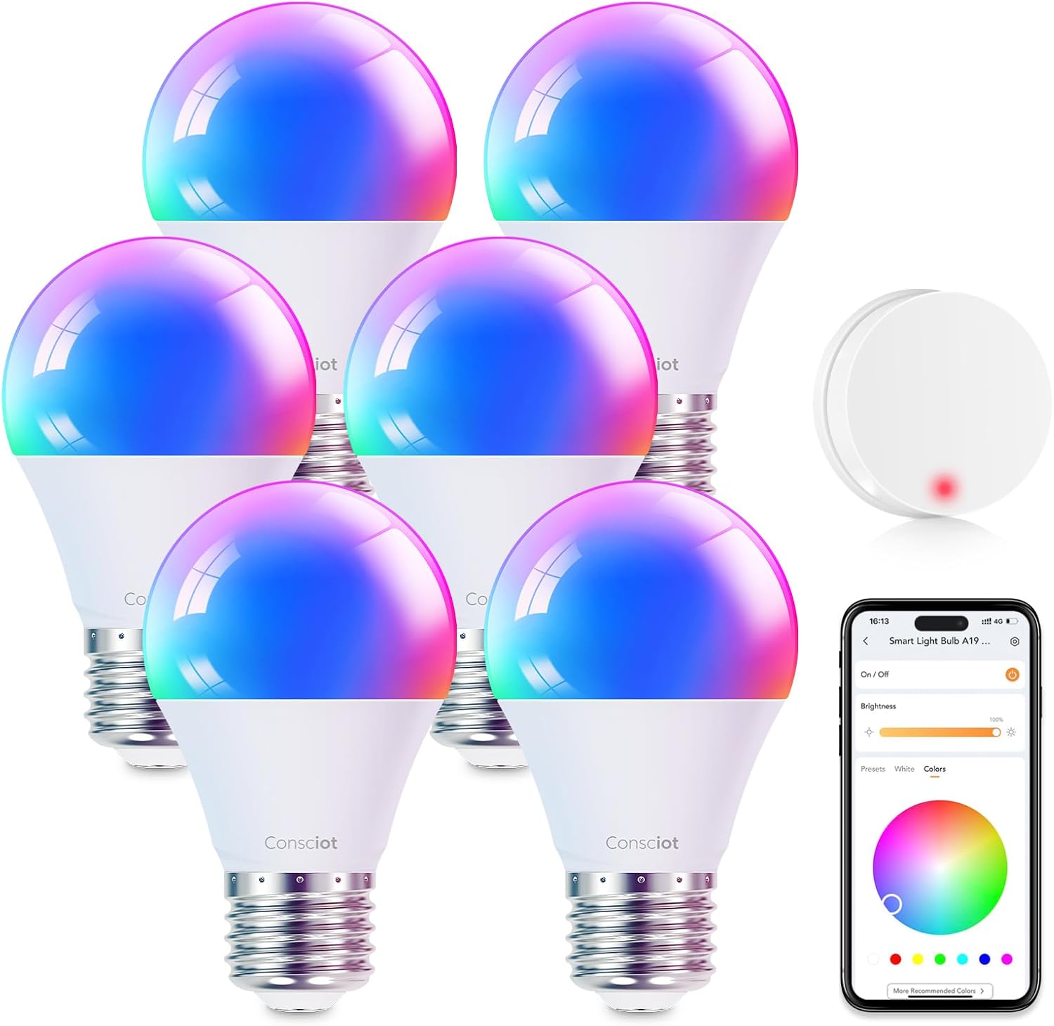 WiFi Metal Smart Light Bulb — 6 Pack (with remote)