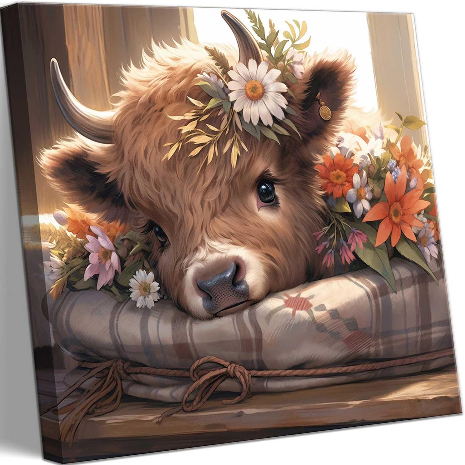 Farmhouse Fabric Canvas Wall Art — 12x12 — Canvas