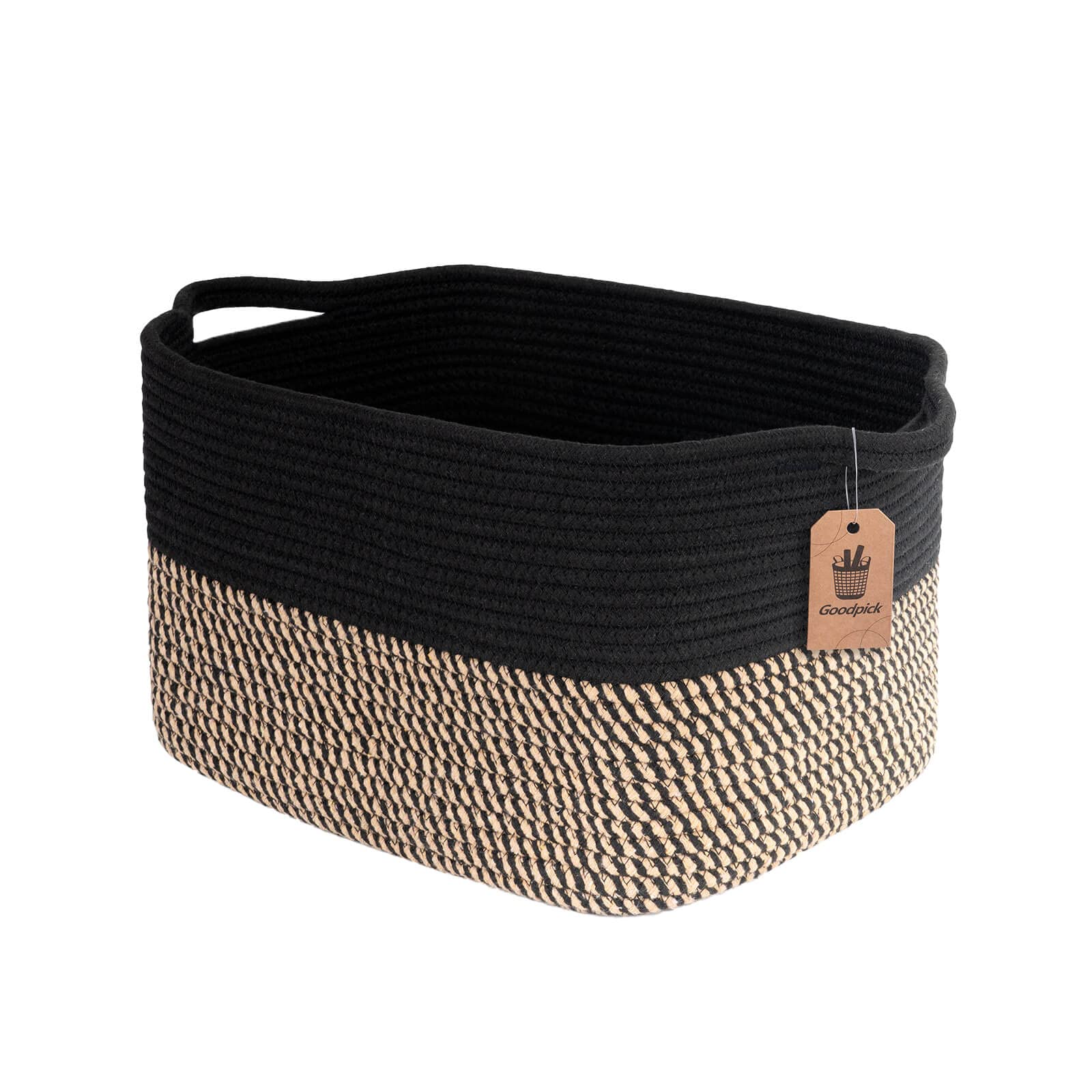 Boho Black Woven Basket — 13"