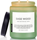 Scented Beige Soy Candle — Green Sage Wood