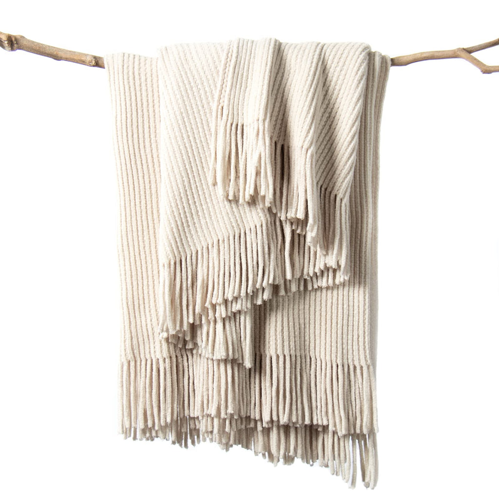 Chenille Boho Beige Throw Pillow — 60"