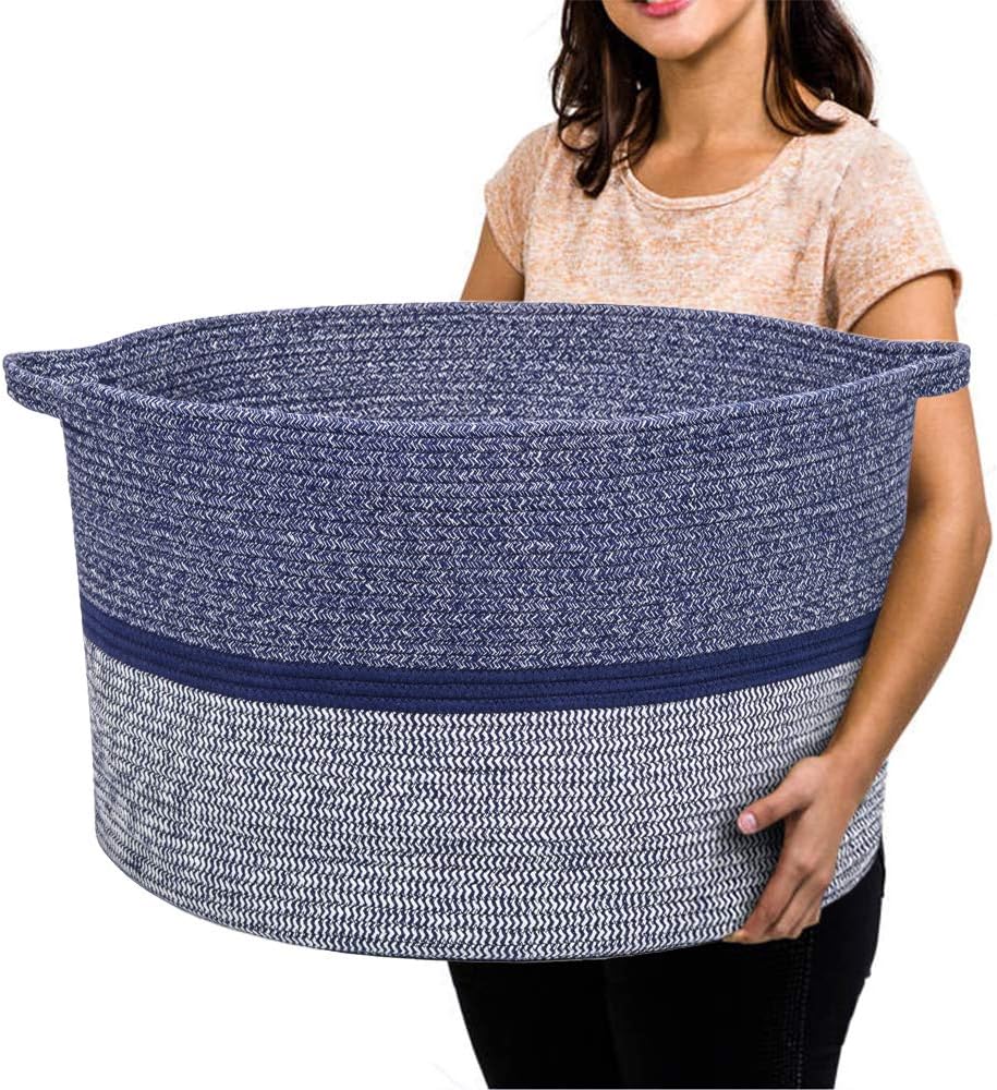 Boho Beige Throw Pillow — 22" — Blue