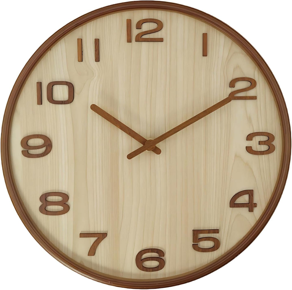 Battery Operated Beige Wall Clock — Khaki
