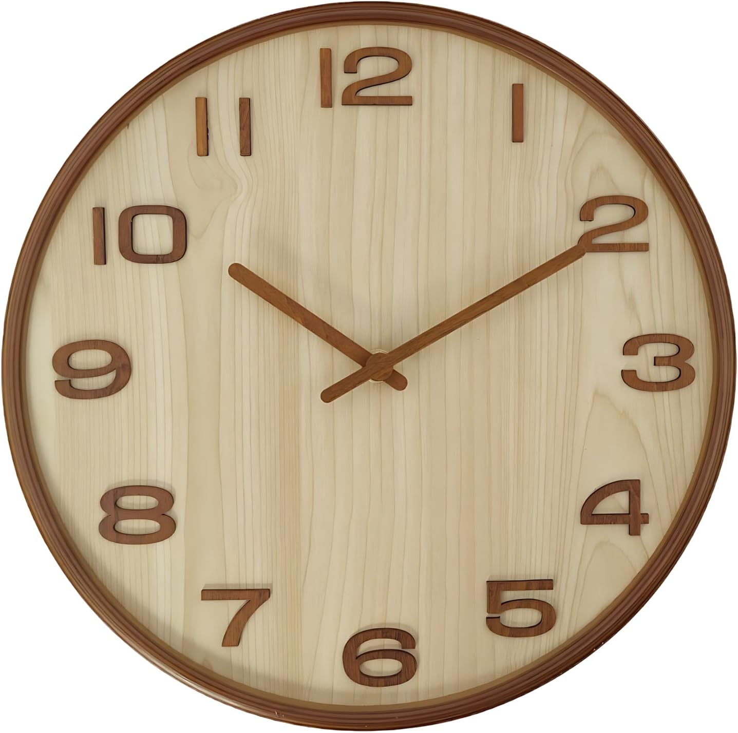 Battery Operated Beige Wall Clock — Khaki
