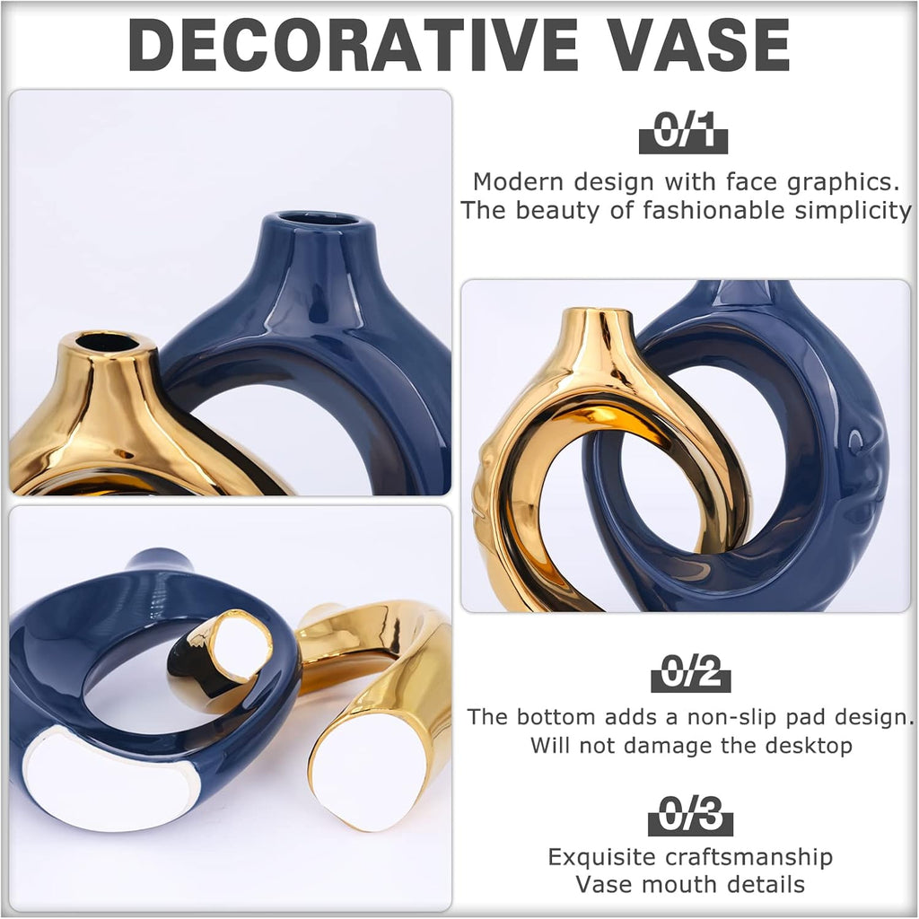 Round Luxe Blue Vase — Set of 2 - View 5