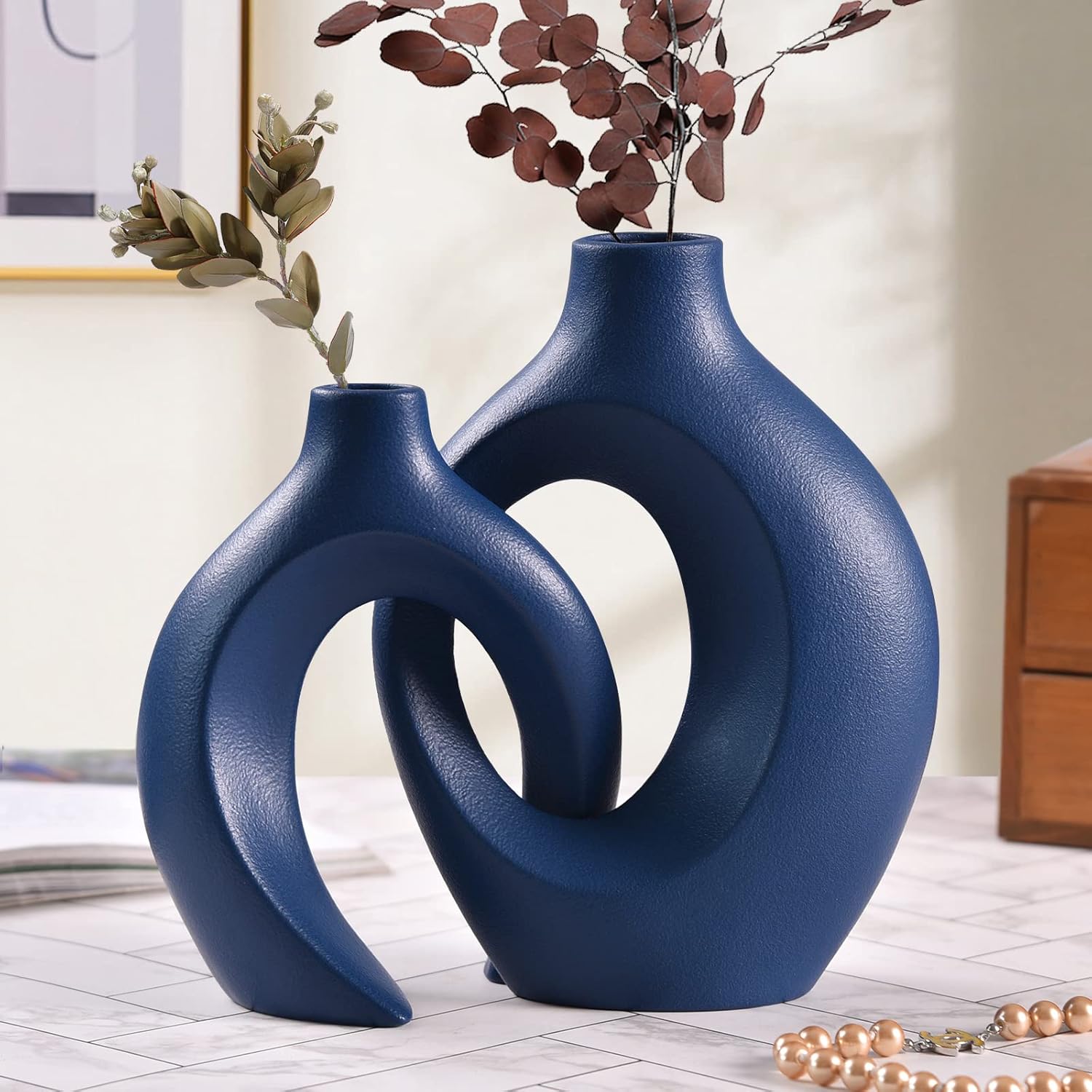 Modern Ceramic Flower Vase — Set of 2 - View 7