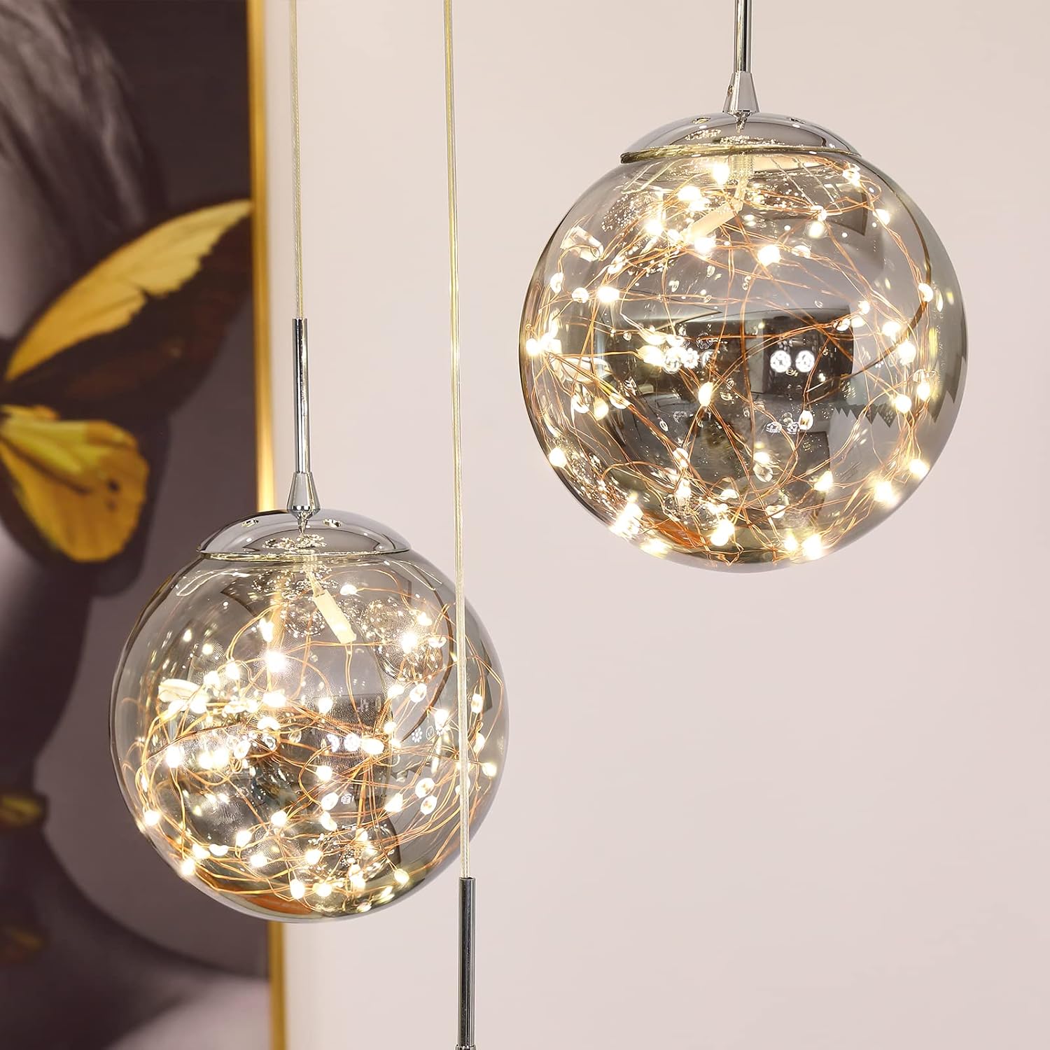 Adjustable Luxe Grey Chandelier — 10-Light - View 5