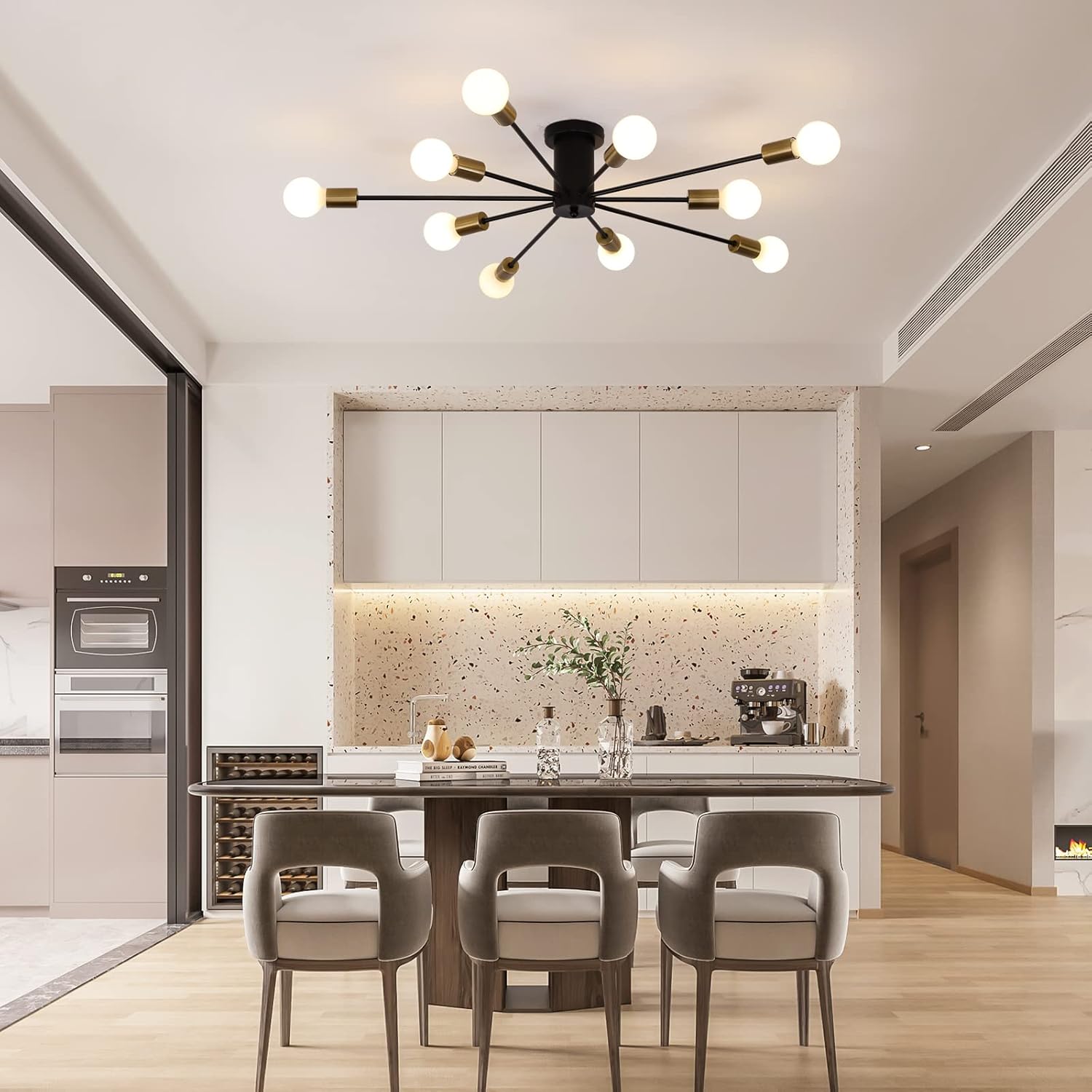 Farmhouse Black Chandelier — 10-Light - View 9