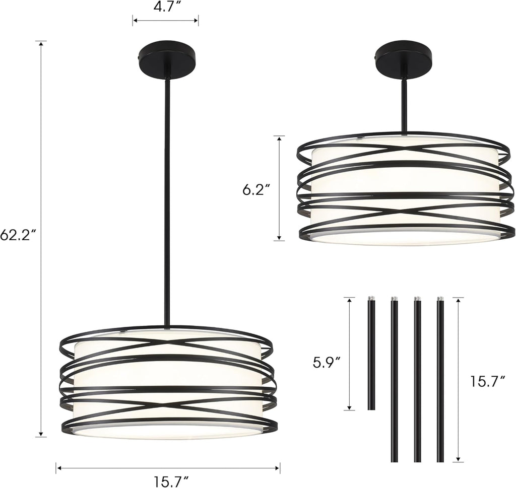 Farmhouse Black Chandelier — 3-Light - View 3