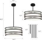 Farmhouse Black Chandelier — 3-Light - View 3