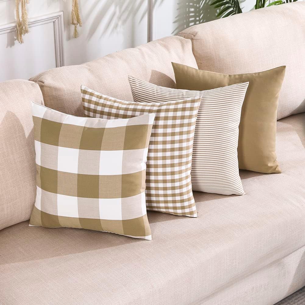 Boho Beige Throw Pillow Cover — 18" — Khaki