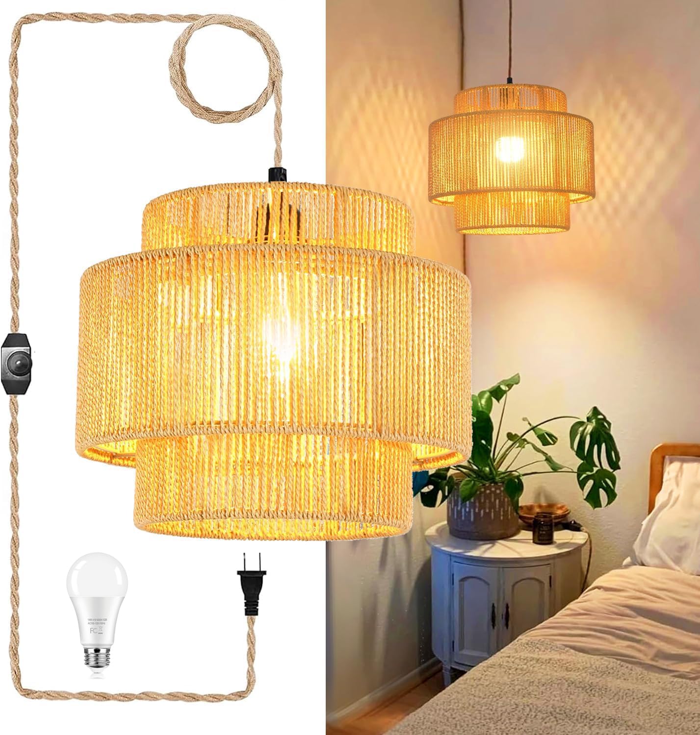 Dimmable Boho Glass Chandelier — Pendant Light-10