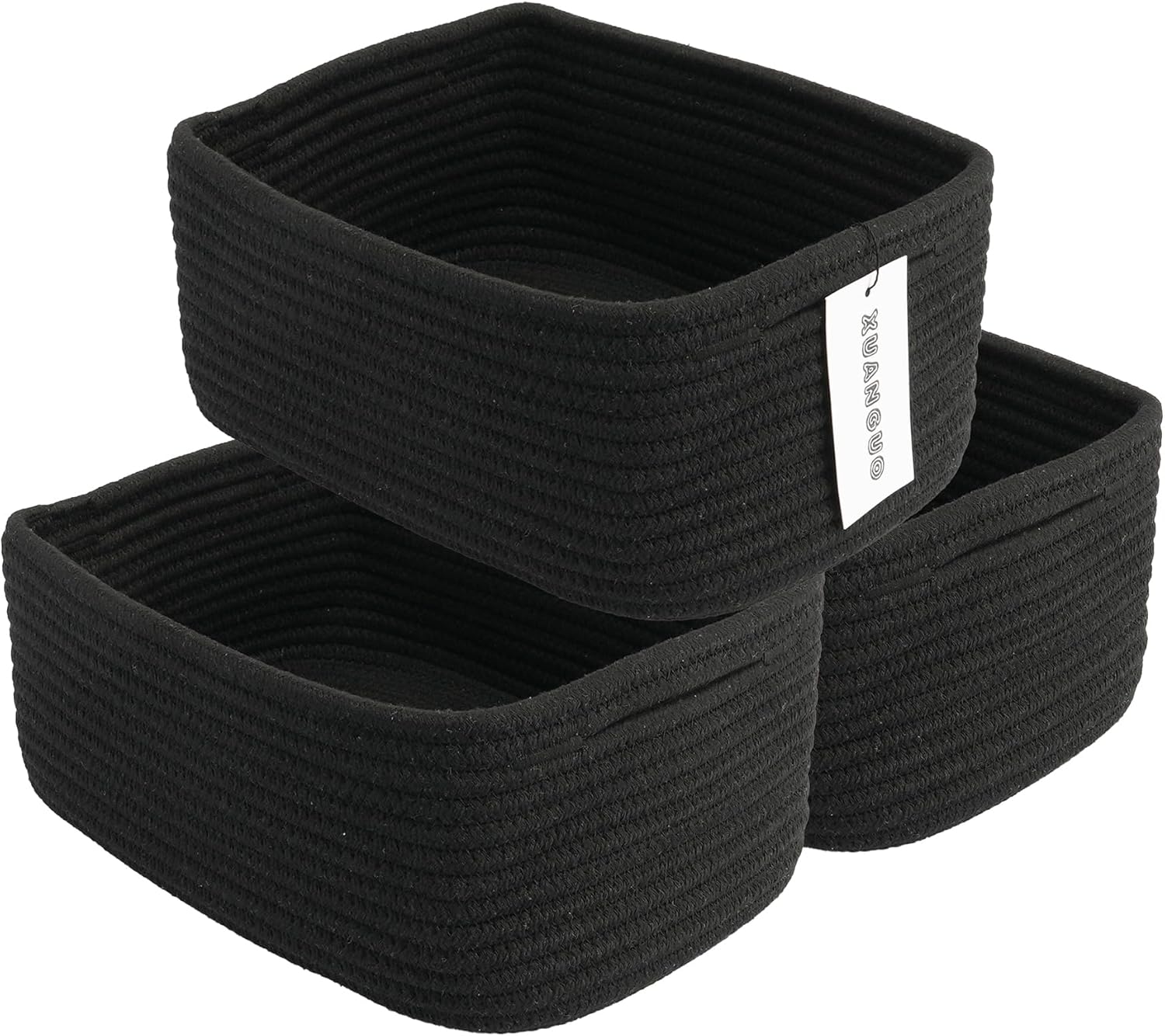Boho Beige Storage Basket — black
