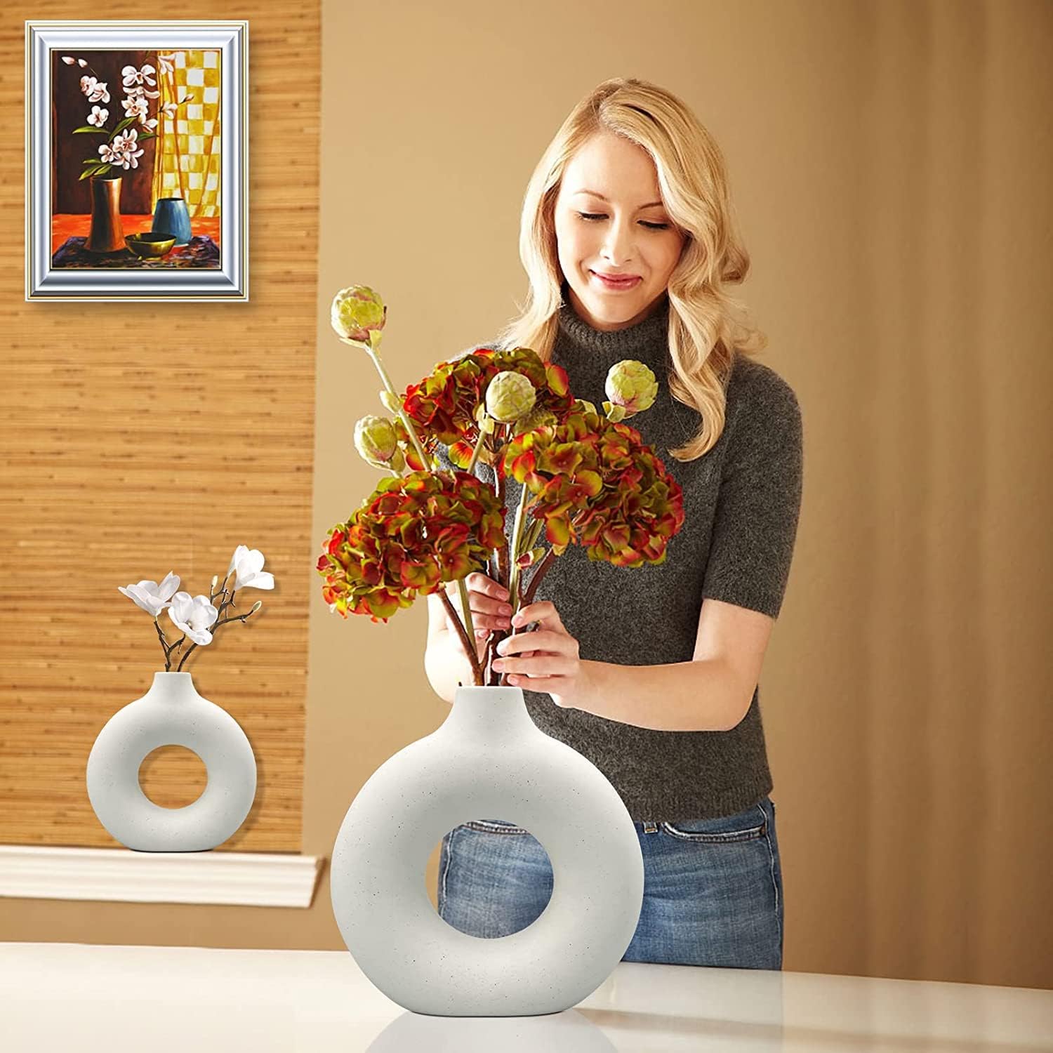 Round Boho Black Flower Vase - View 2