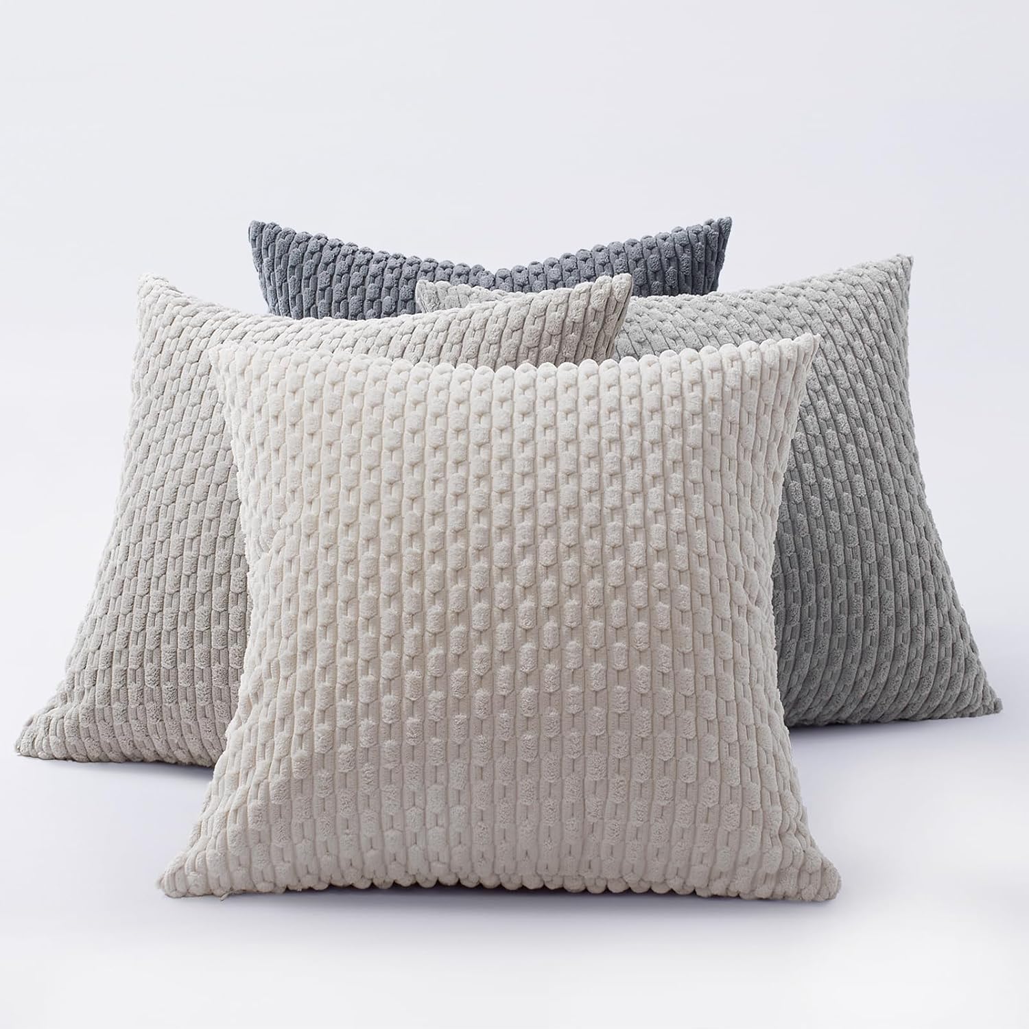 Boho Beige Throw Pillow Cover — 18" — Lt Grey Beige