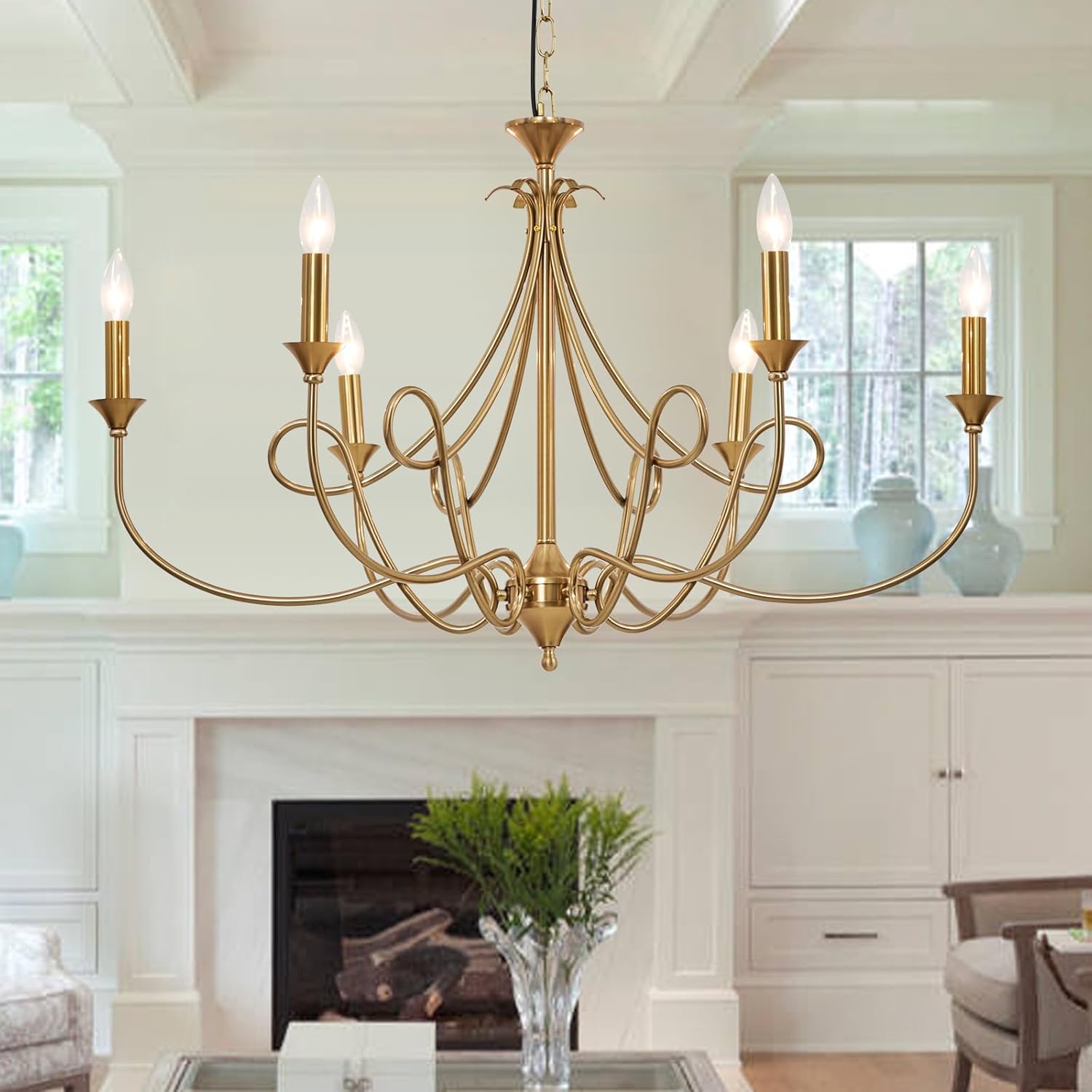 Farmhouse Black Chandelier — Brass