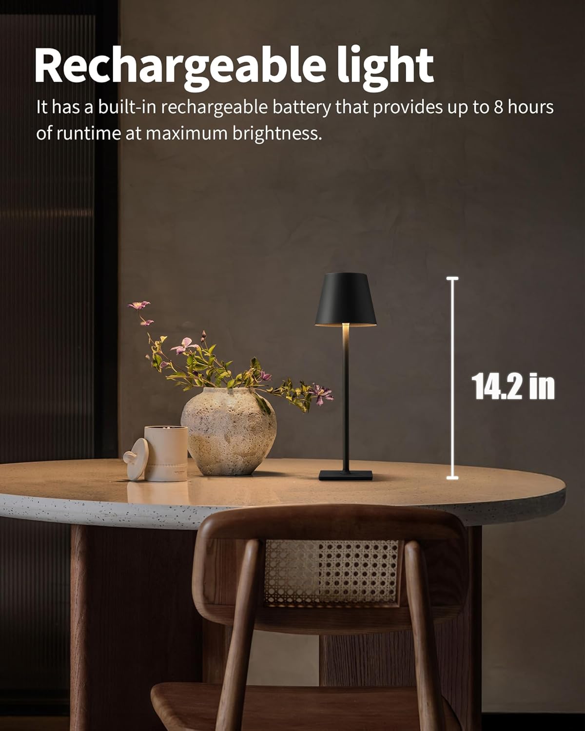 Cordless Black Desk Lamp - View 2