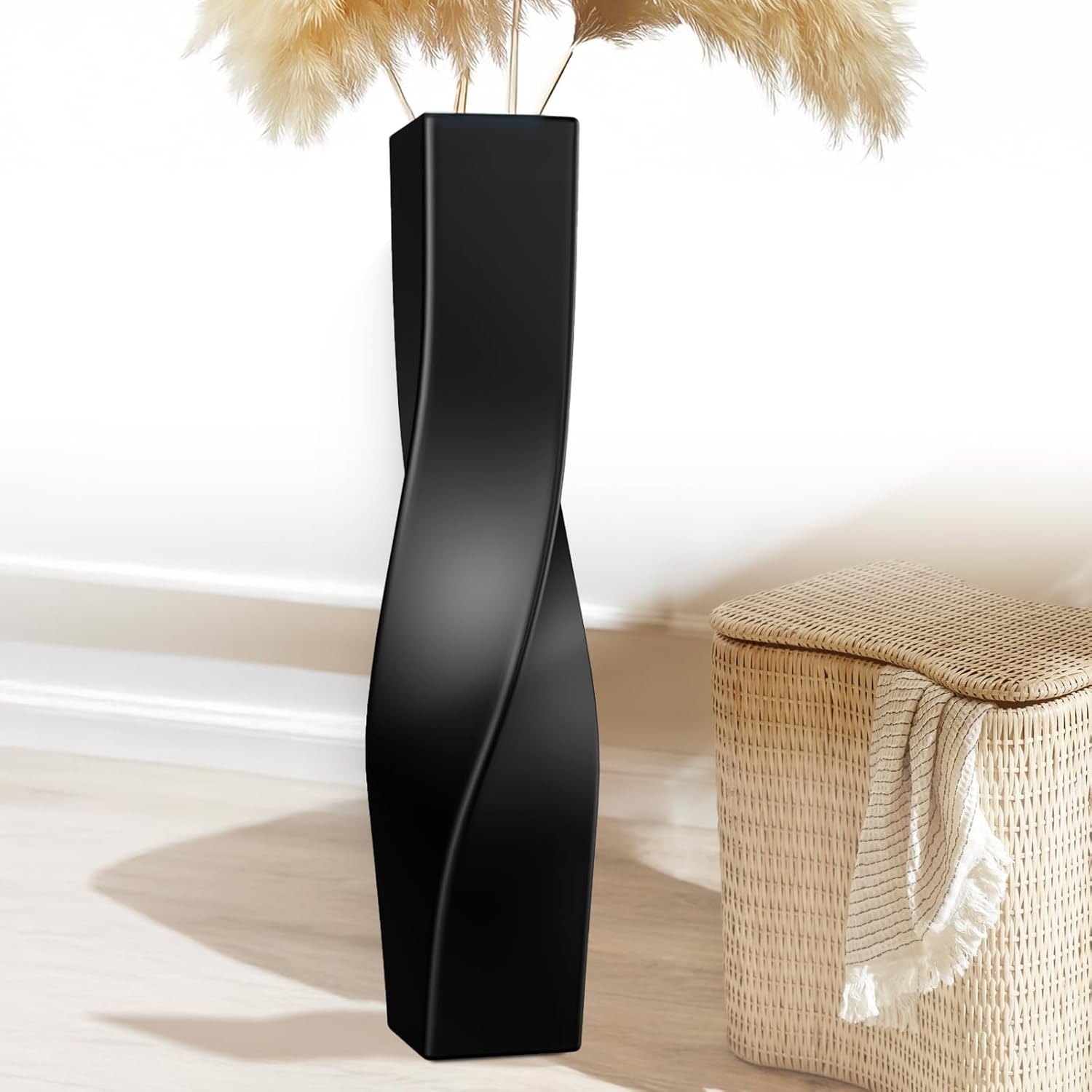 Modern Black Flower Vase — 16.34" — Black
