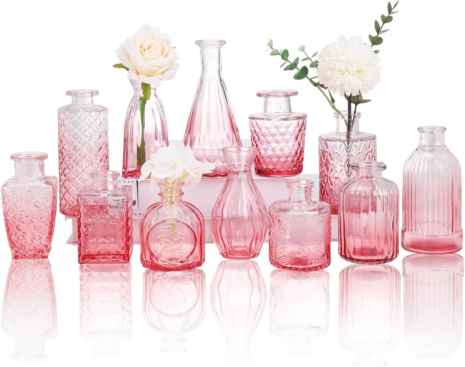 Vintage Blue Flower Vase — Pink