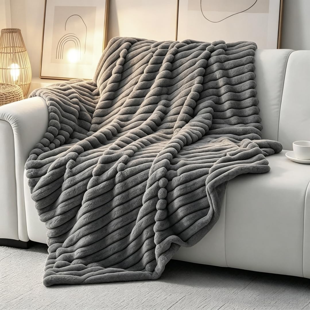 Beige Throw Pillow — 51" — Dark Gray
