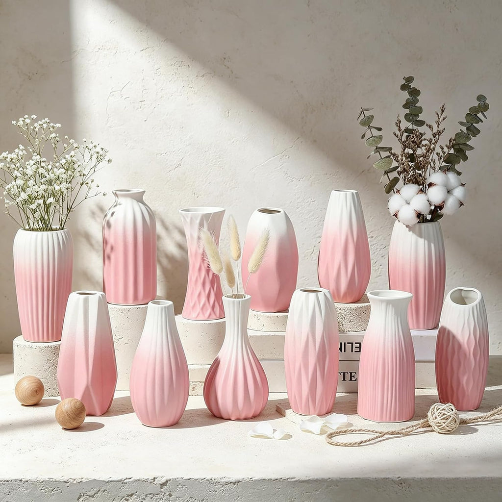 Boho Ceramic Vase — Set of 12 — 12pack pink