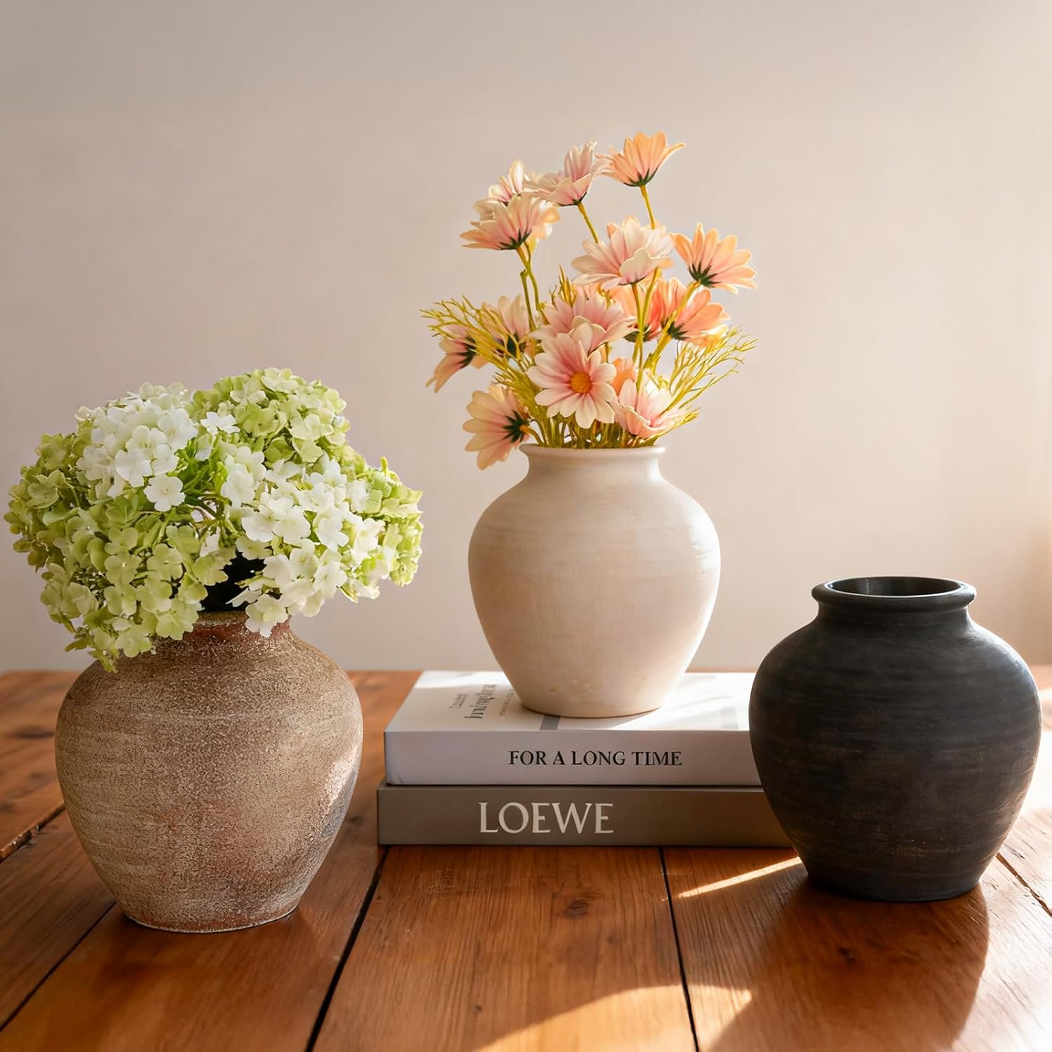 Vintage Boho Beige Flower Vase — 6.2" - View 2
