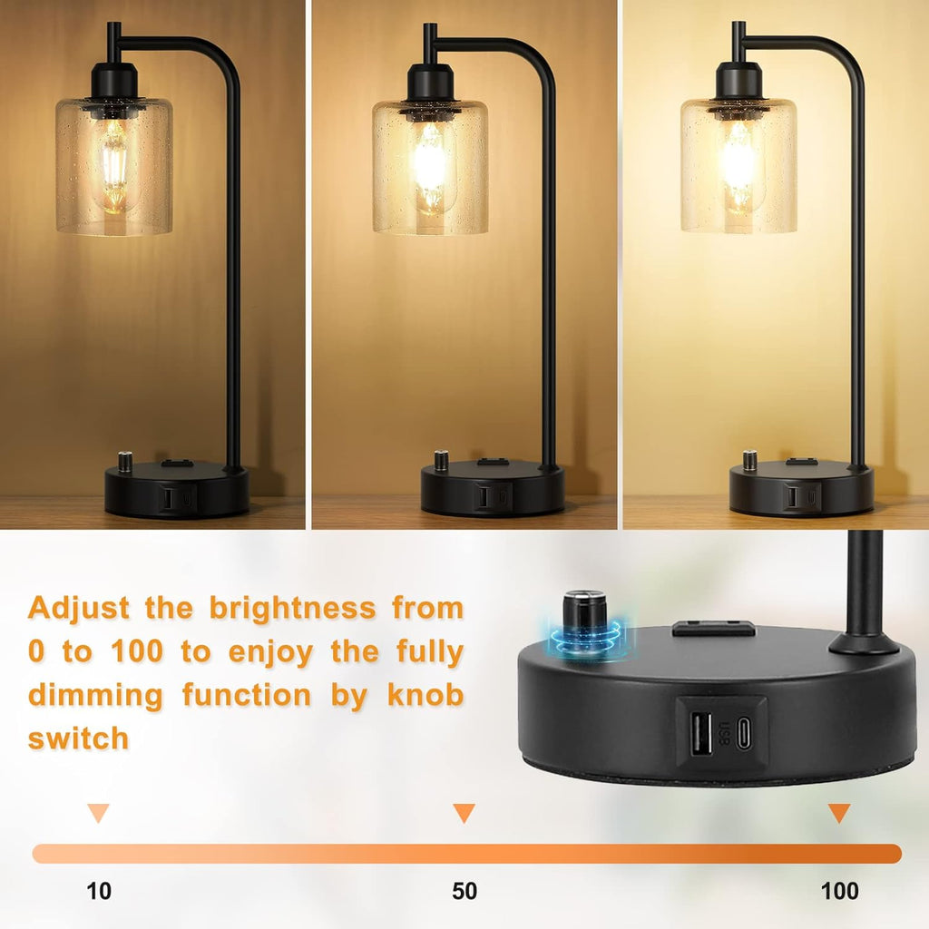 Dimmable Brown Bedside Lamp — Set of 2 - View 3