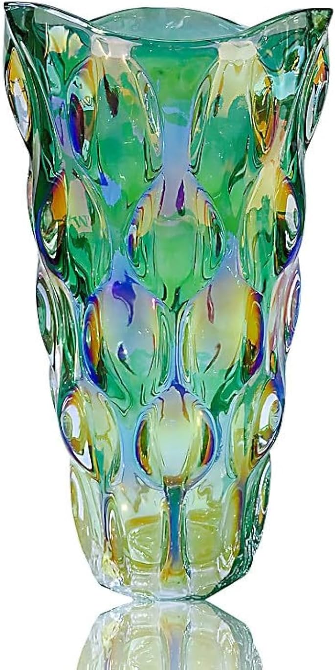 Boho Blue Vase — 5" — Sparkle Green
