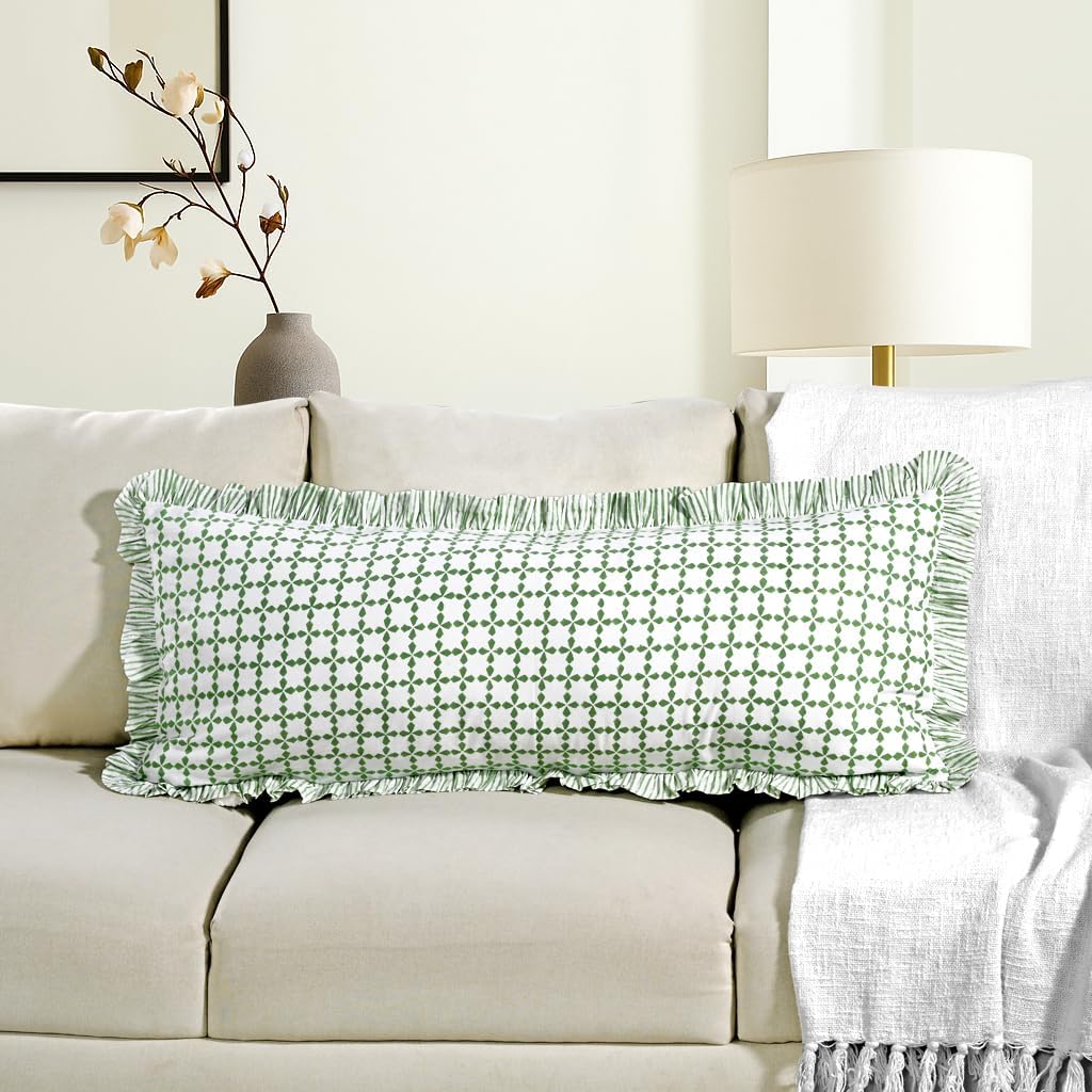 Farmhouse Beige Pillow Cover — 54" — Kelly Green