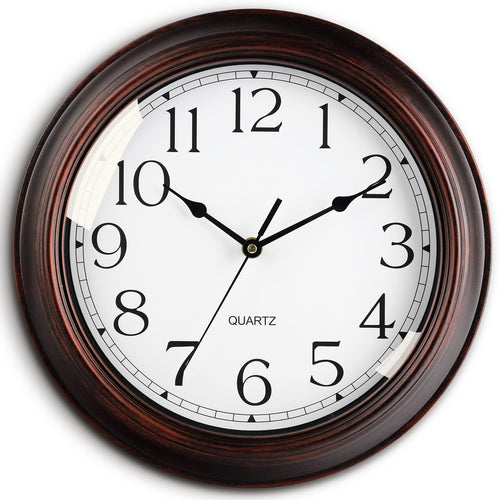 Battery Operated Farmhouse Gold Wall Clock — 12"