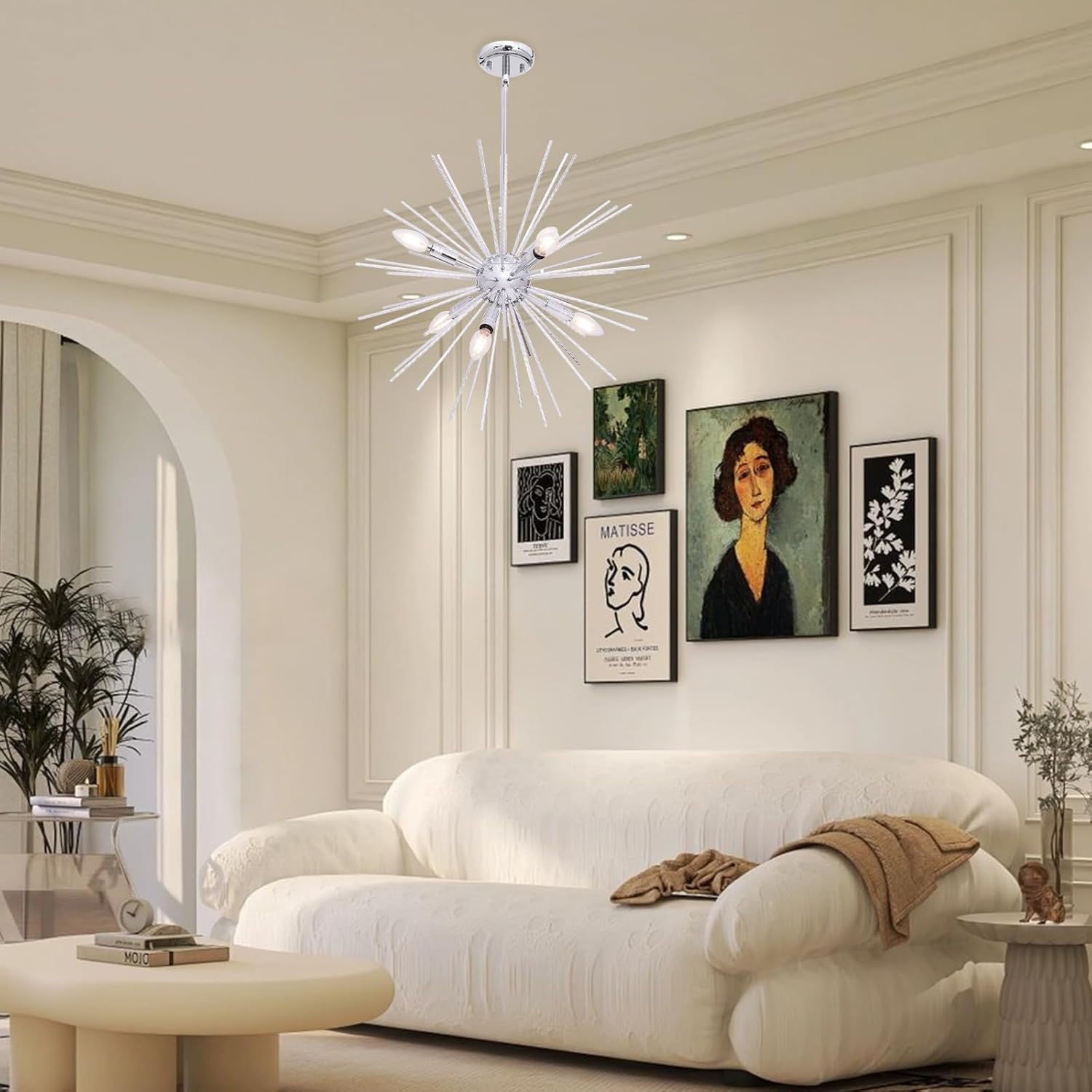 Modern Metal Chandelier — 6-Light - View 7