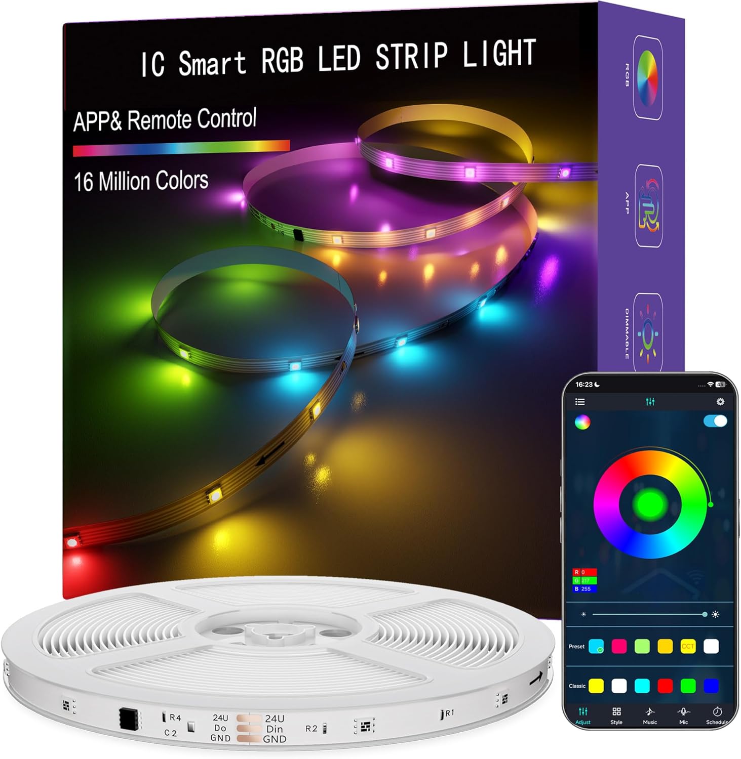 Color Changing Metal LED Strip Lights — 65.6FT