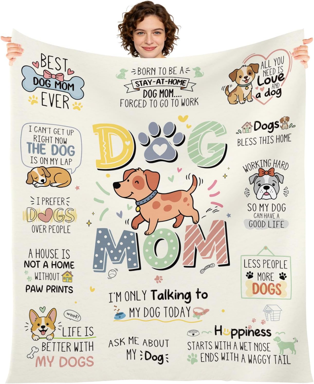 Blue Throw Pillow — 50" — Dog Mom