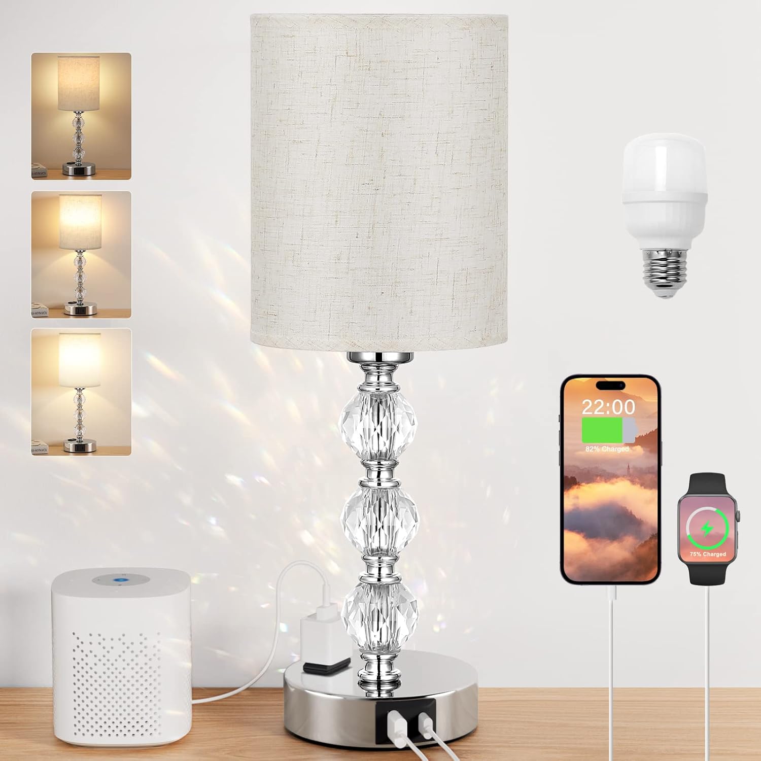 Dimmable Luxe Black Table Lamp — White
