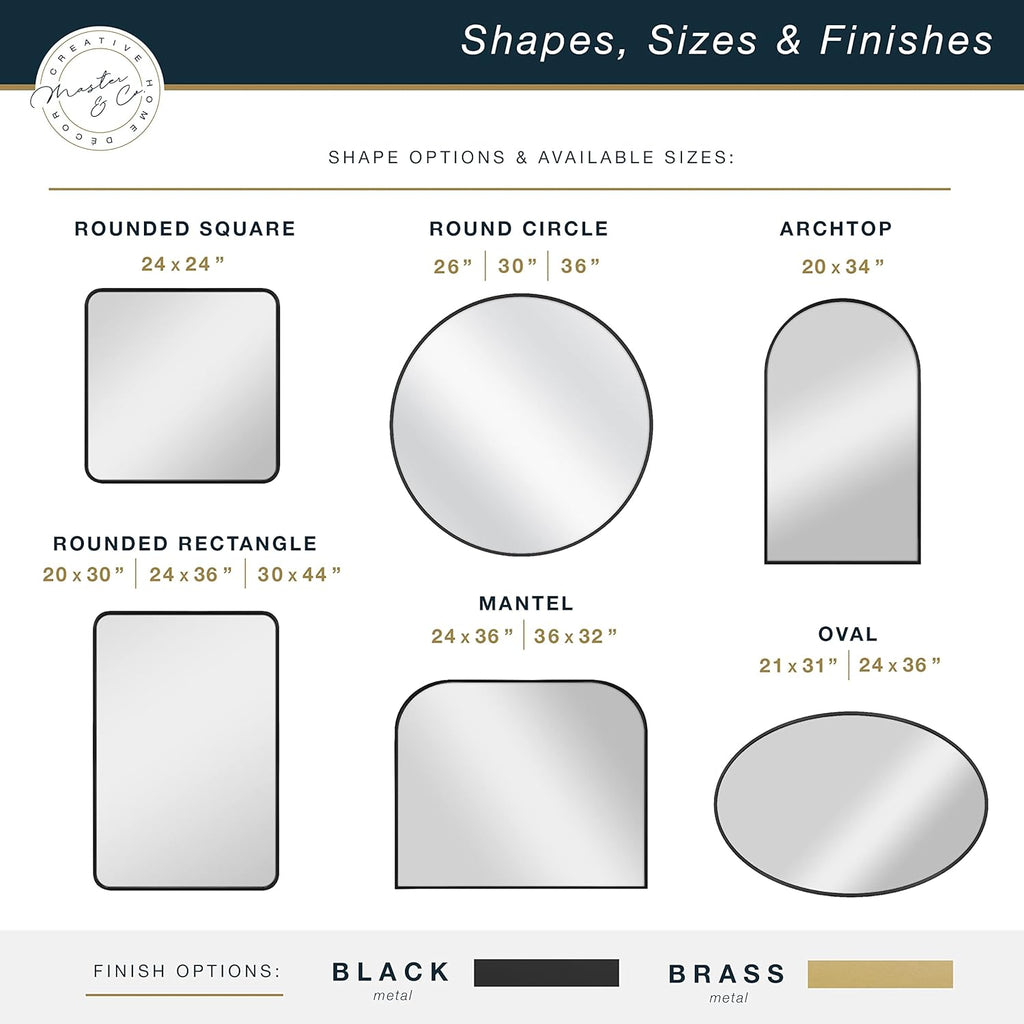 Round Modern Black Mirror — 26" - View 5