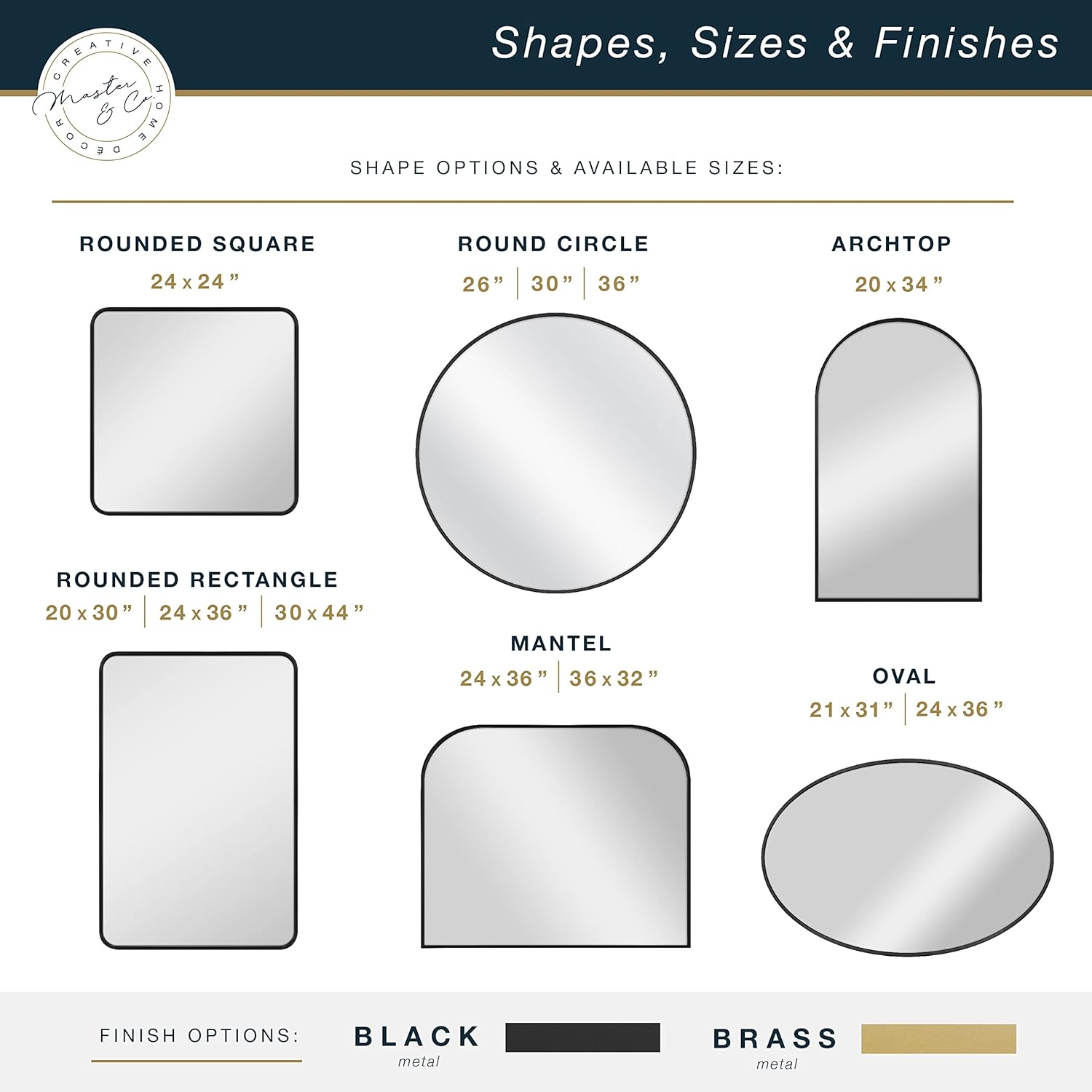 Round Modern Black Mirror — 26" - View 5